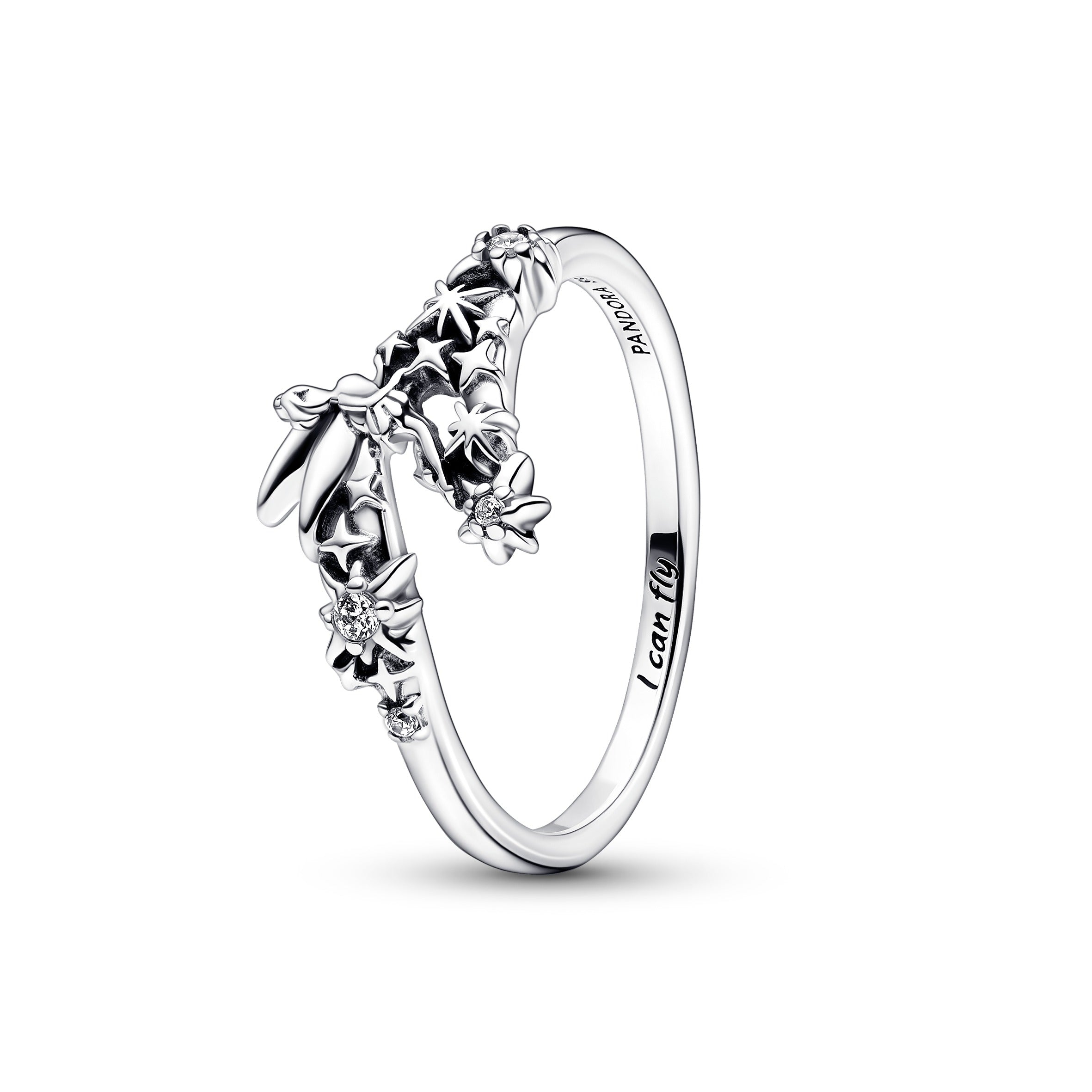 Disney Tinkerbell Sterling Silver Ring With Clear Cubic Zirconia