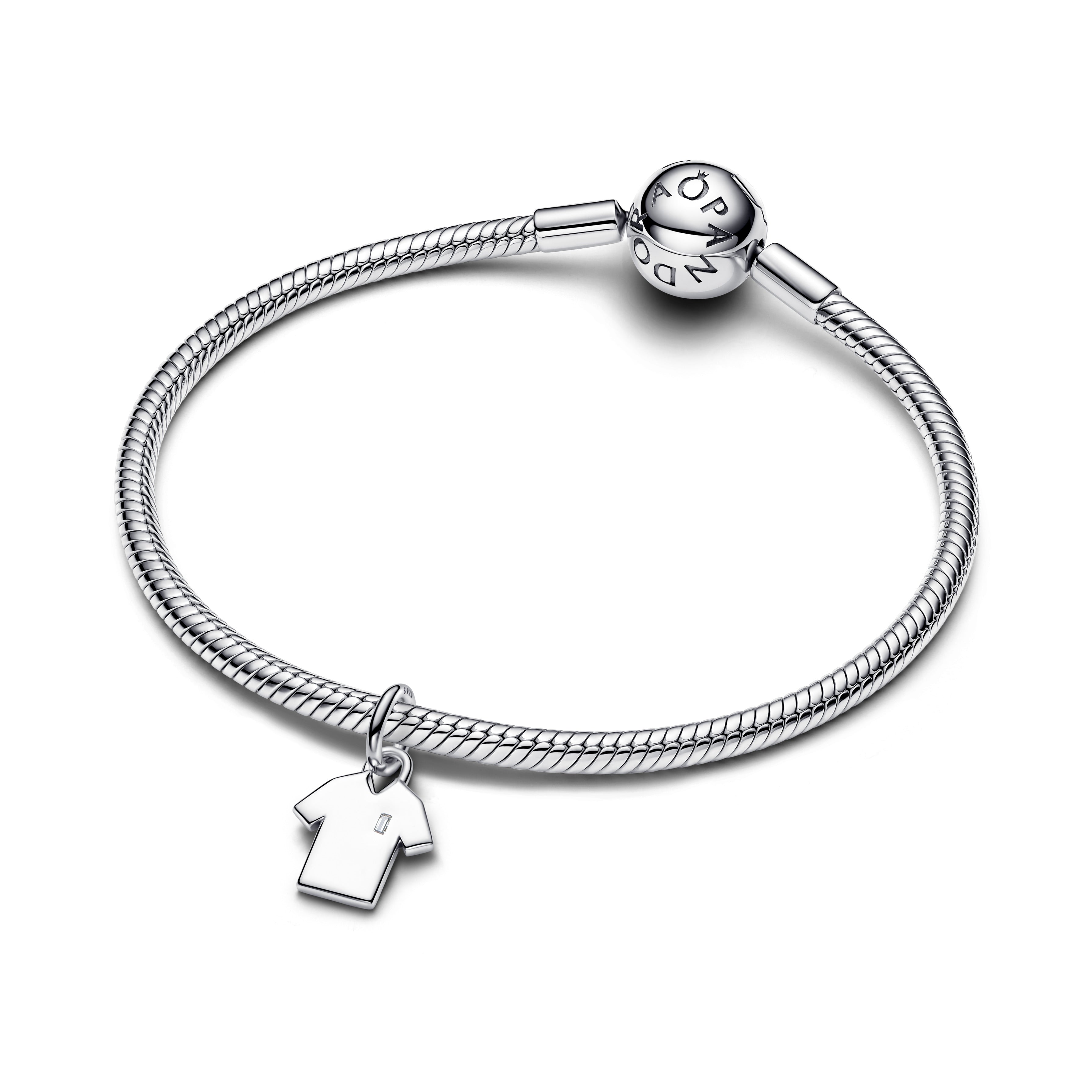 Engravable Soccer Shirt Sterling Silver Dangle With Clear Cubic Zirconia