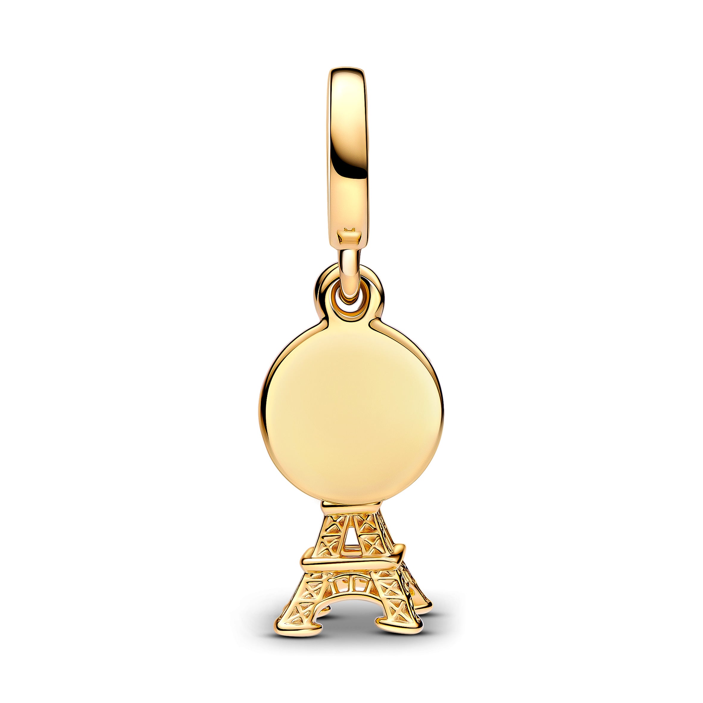 Engravable Eiffel Tower 14K Gold-Plated Dangle With 0.009 Ct Tw Ghi Vs2+ Round Brilliant Good-Very Good Lab-Grown Diamond