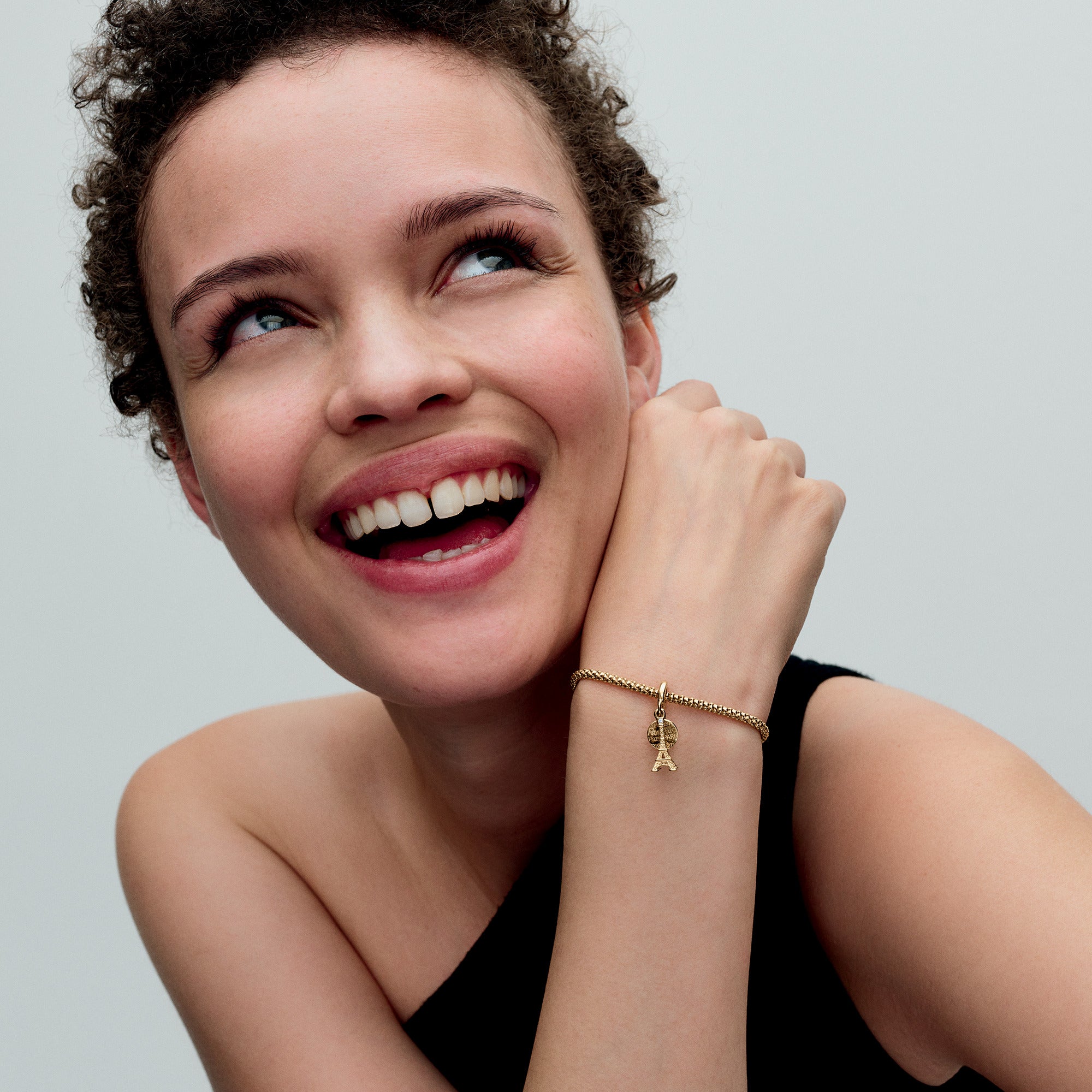 Engravable Eiffel Tower 14K Gold-Plated Dangle With 0.009 Ct Tw Ghi Vs2+ Round Brilliant Good-Very Good Lab-Grown Diamond