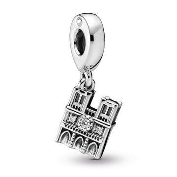 Notre Dame Sterling Silver Dangle With Clear Cubic Zirconia