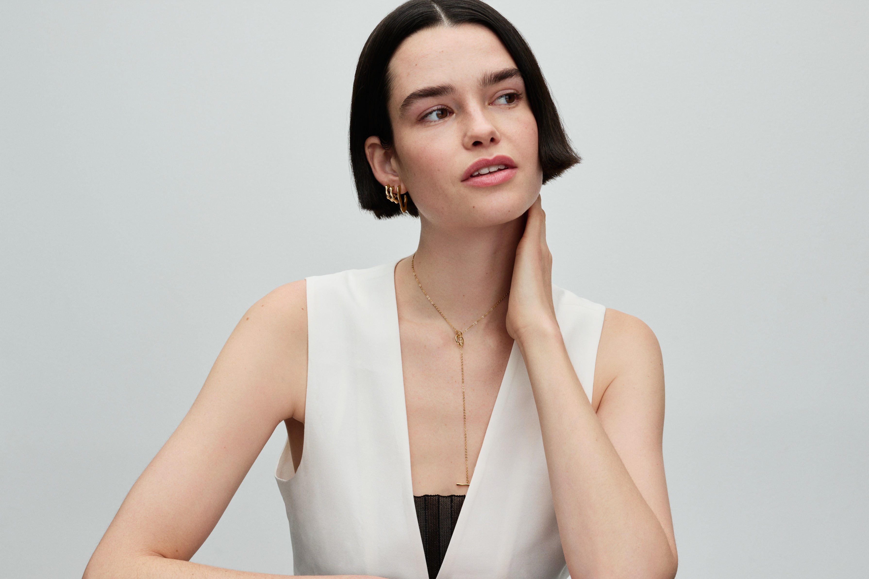 14K Gold-Plated T-Bar Necklace