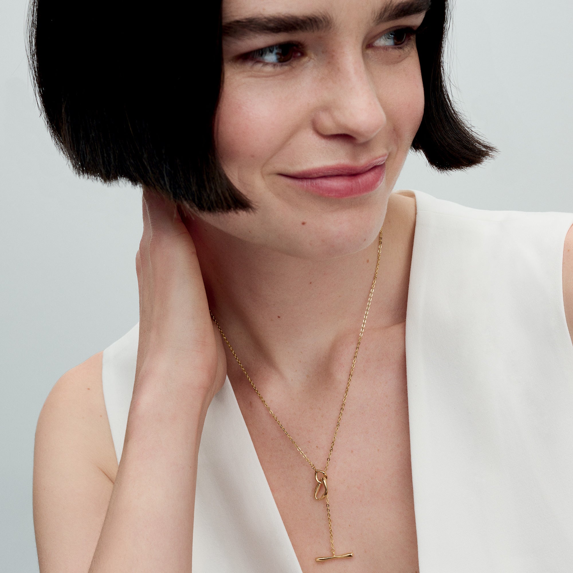 14K Gold-Plated T-Bar Necklace