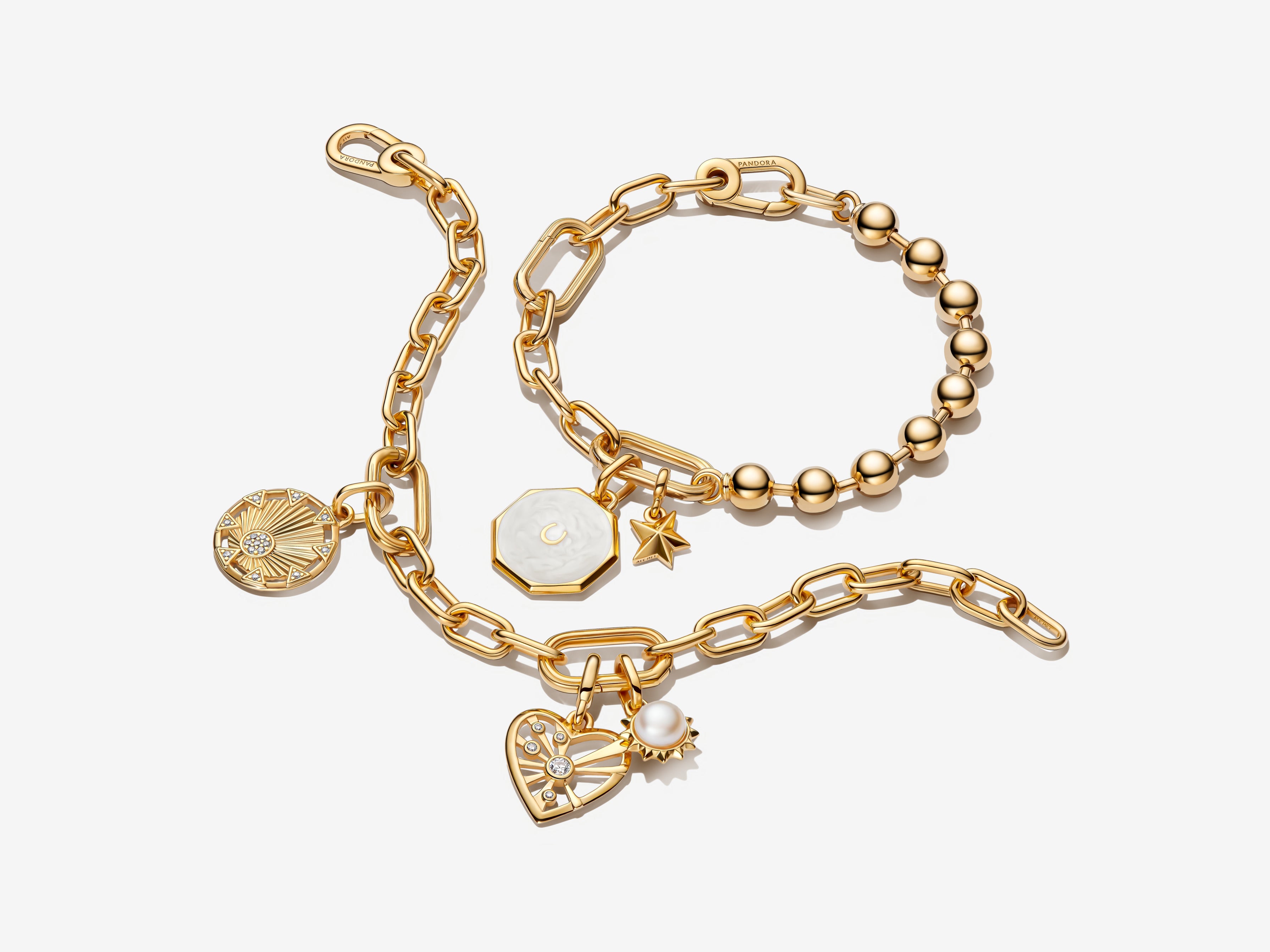 14K Gold-Plated Bead And Link Bracelet