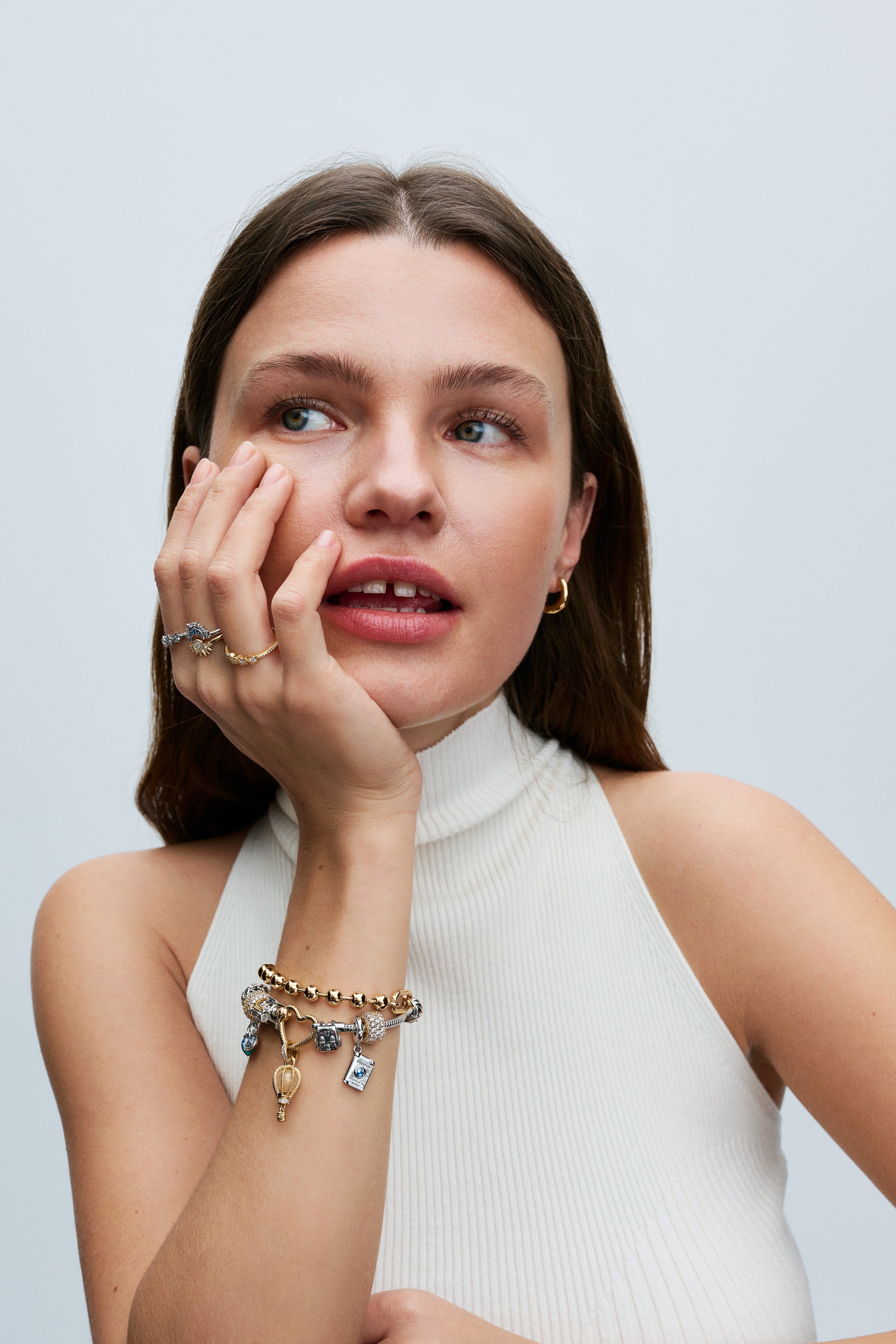 14K Gold-Plated Bead And Link Bracelet