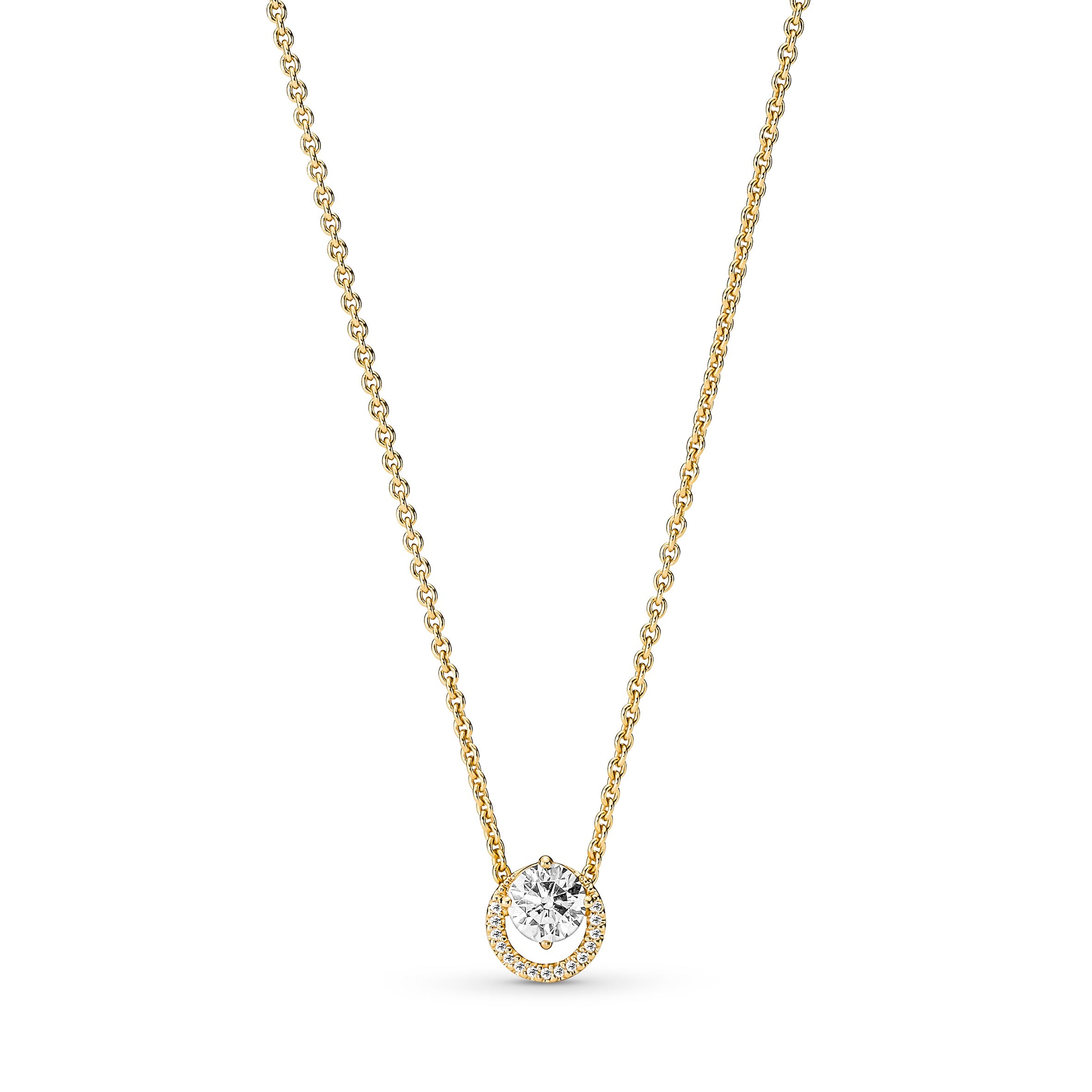 14K Gold-Plated Collier With Clear Cubic Zirconia