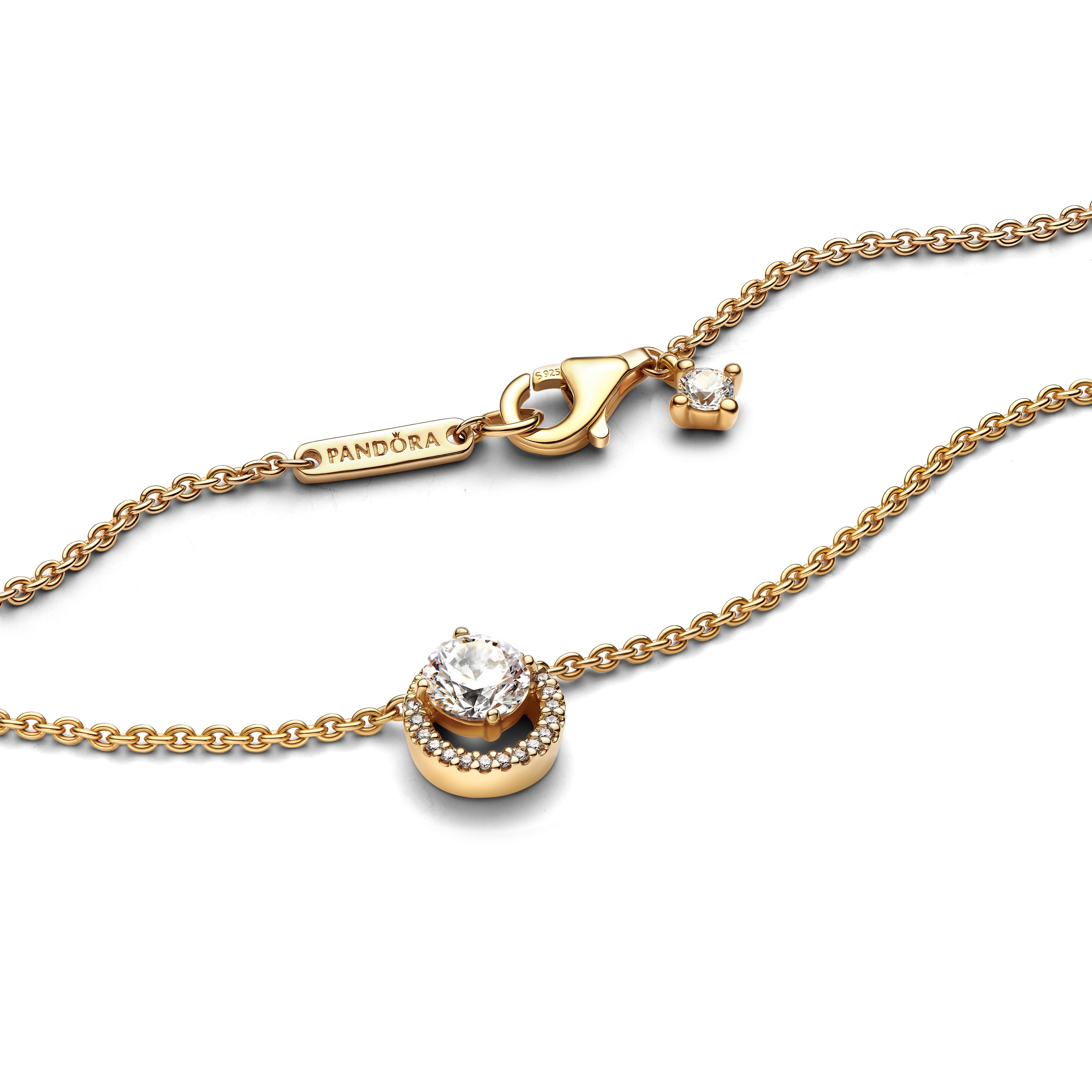 14K Gold-Plated Collier With Clear Cubic Zirconia