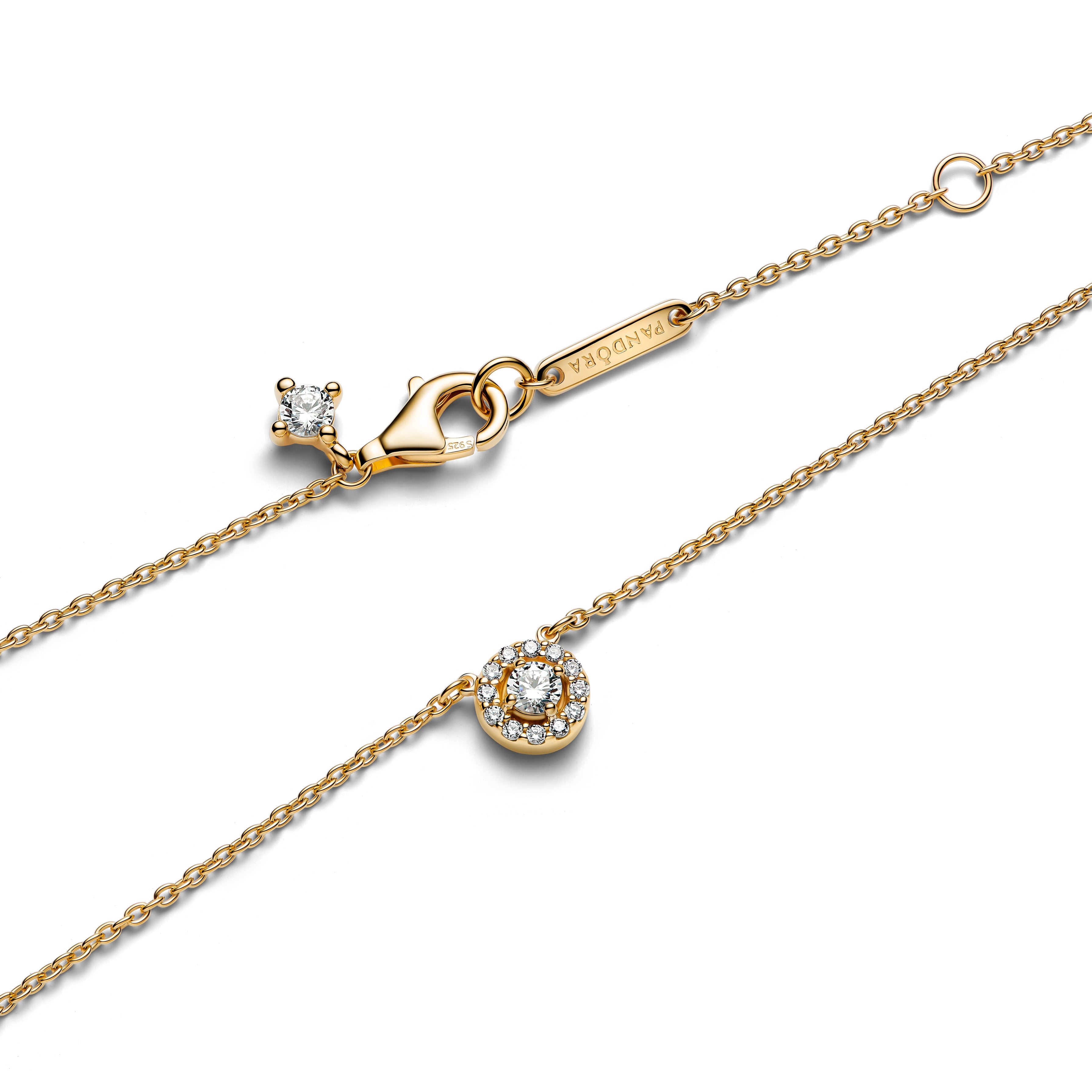 14K Gold-Plated Collier With Clear Cubic Zirconia
