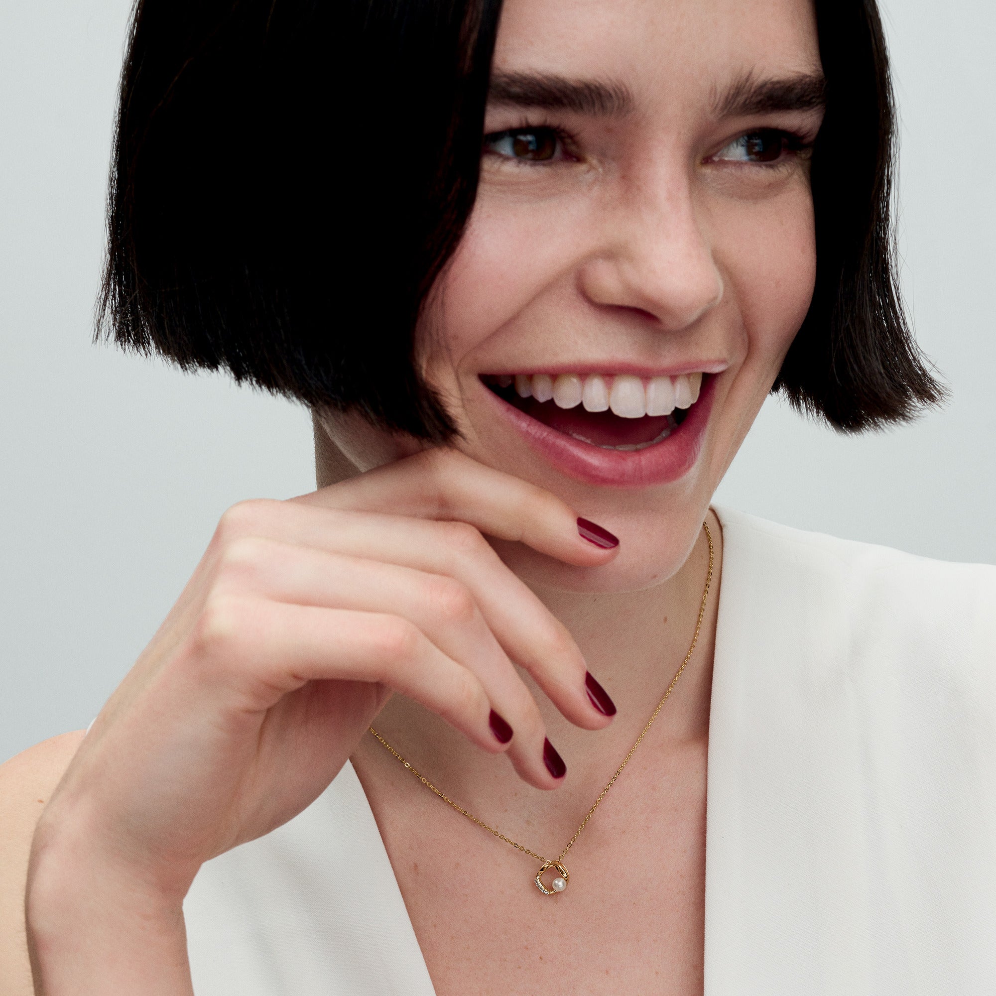 14K Gold-Plated Collier With White Treated Freshwater Cultured Pearl And Clear Cubic Zirconia