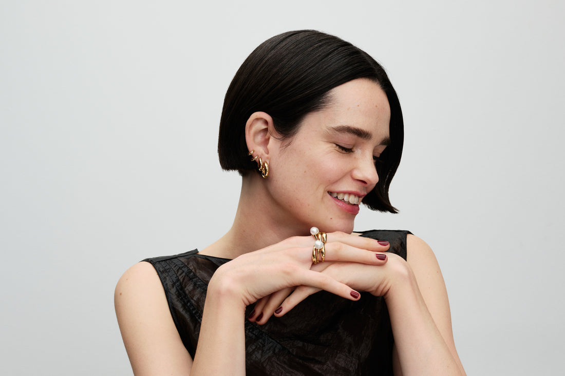 14K Gold-Plated Double Huggie Hoop Earrings