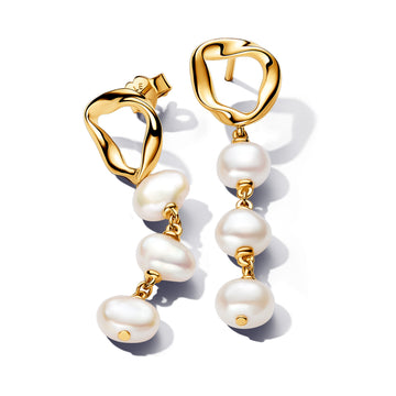 14K Gold-Plated Drop Earrings With Baroque White Treated Freshwater Cultured Pearl