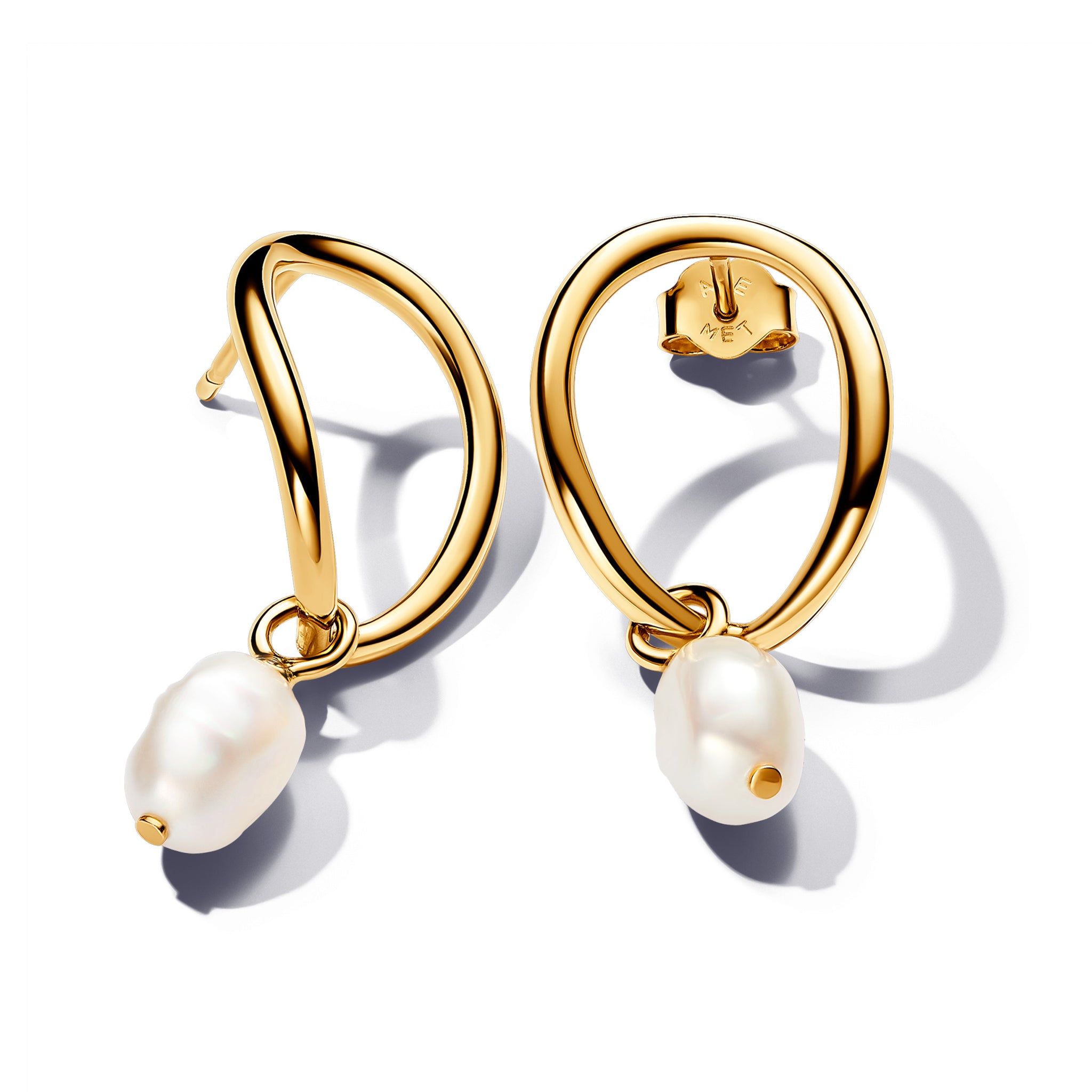 14K Gold-Plated Drop Earrings With Baroque White Treated Freshwater Cultured Pearl