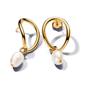 14K Gold-Plated Drop Earrings With Baroque White Treated Freshwater Cultured Pearl