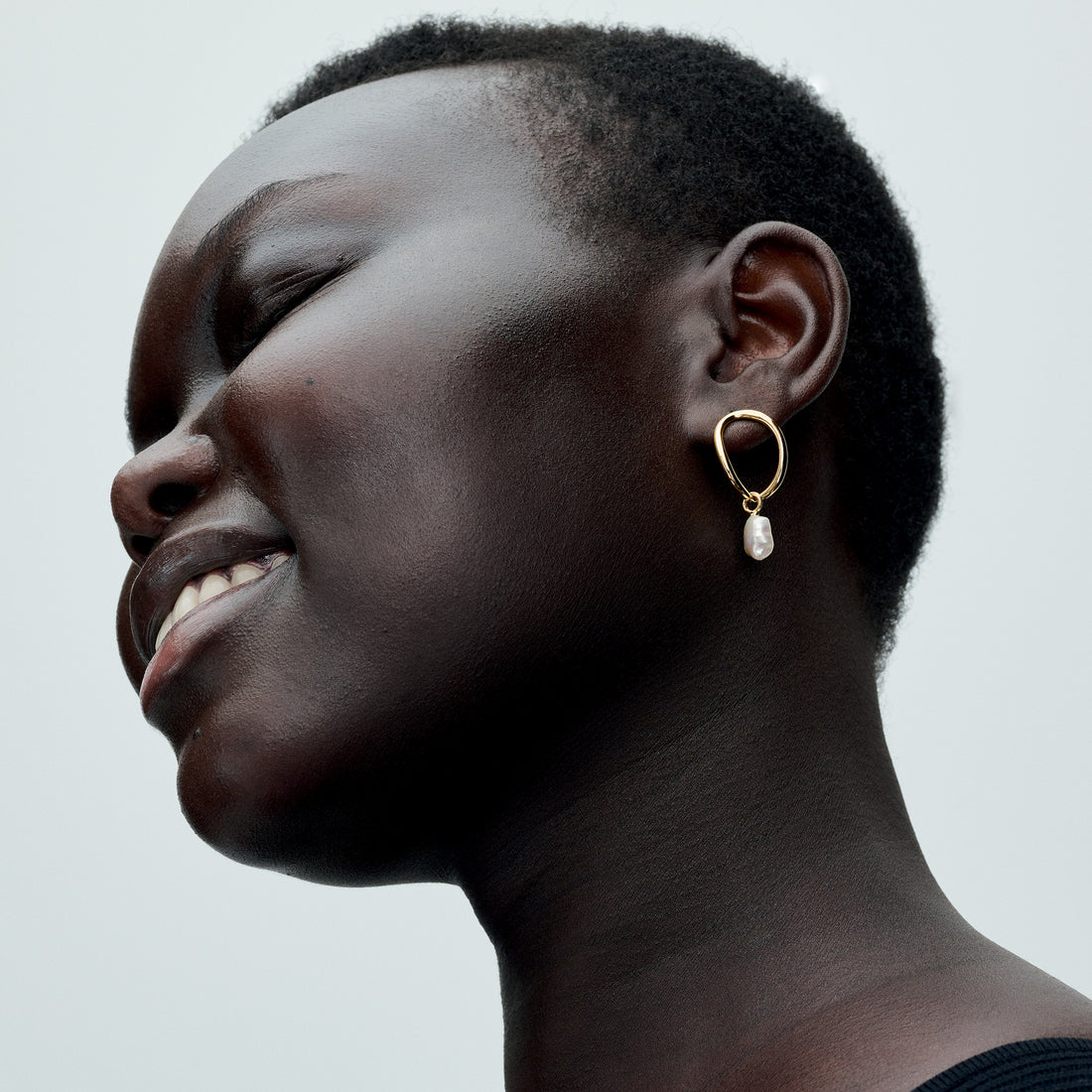 14K Gold-Plated Drop Earrings With Baroque White Treated Freshwater Cultured Pearl