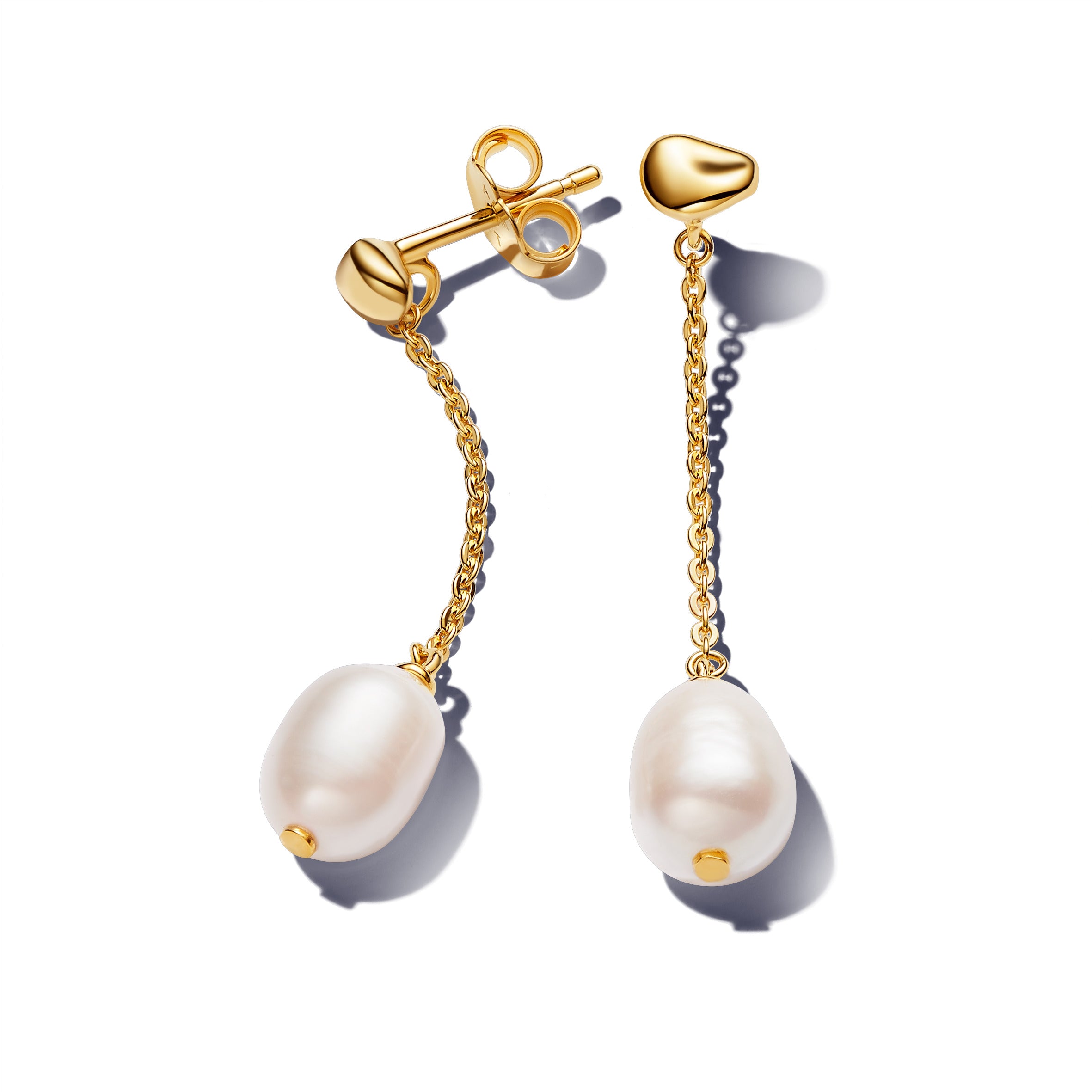 14K Gold-Plated Drop Earrings With White Treated Freshwater Cultured Pearl