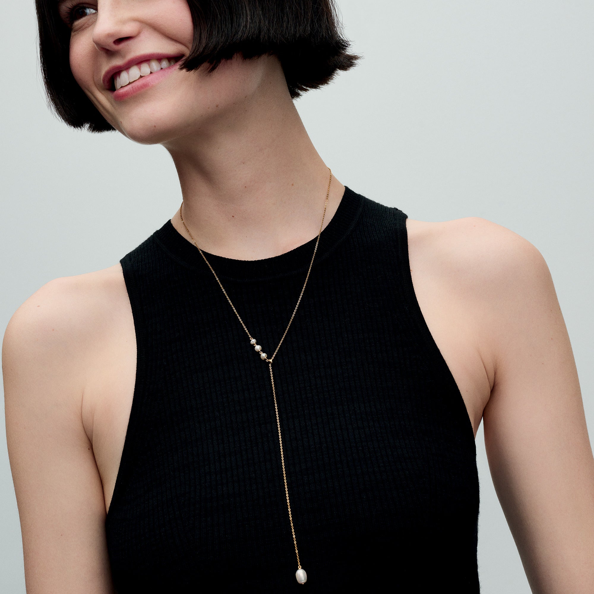 14K Gold-Plated Drop Necklace With White Treated Freshwater Cultured Pearl And Sliding Clasp