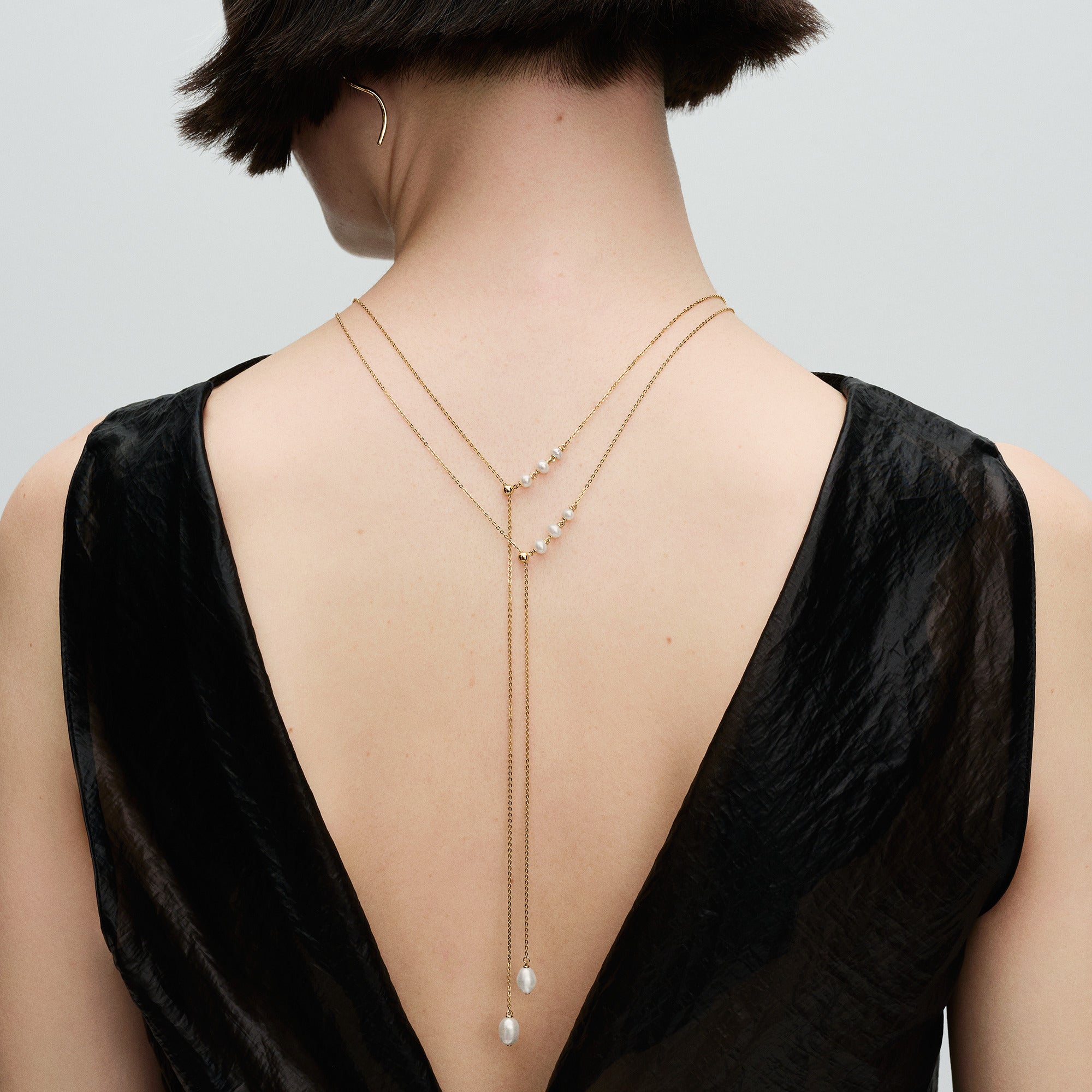 14K Gold-Plated Drop Necklace With White Treated Freshwater Cultured Pearl And Sliding Clasp