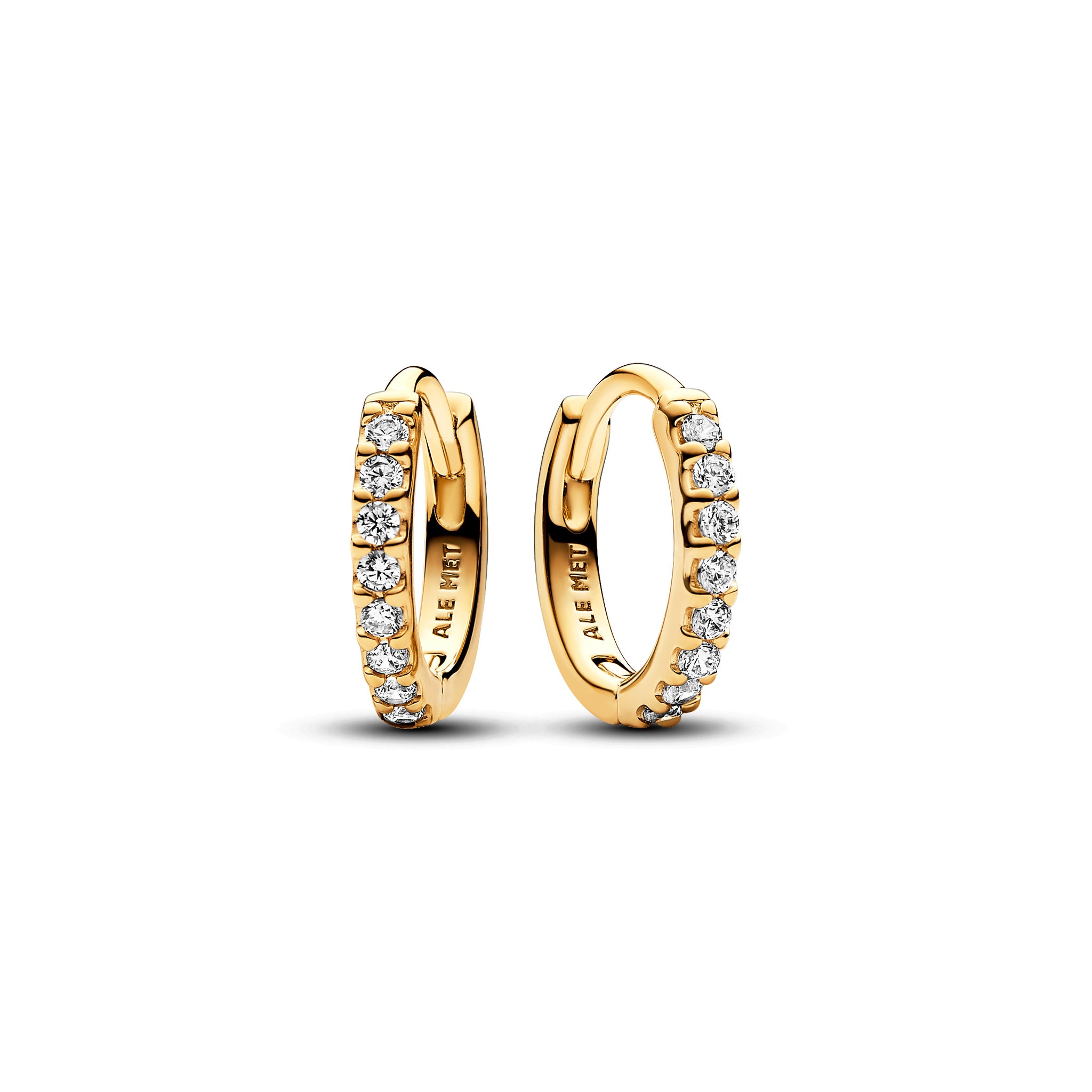 14K Gold-Plated Hoop Earrings With Clear Cubic Zirconia