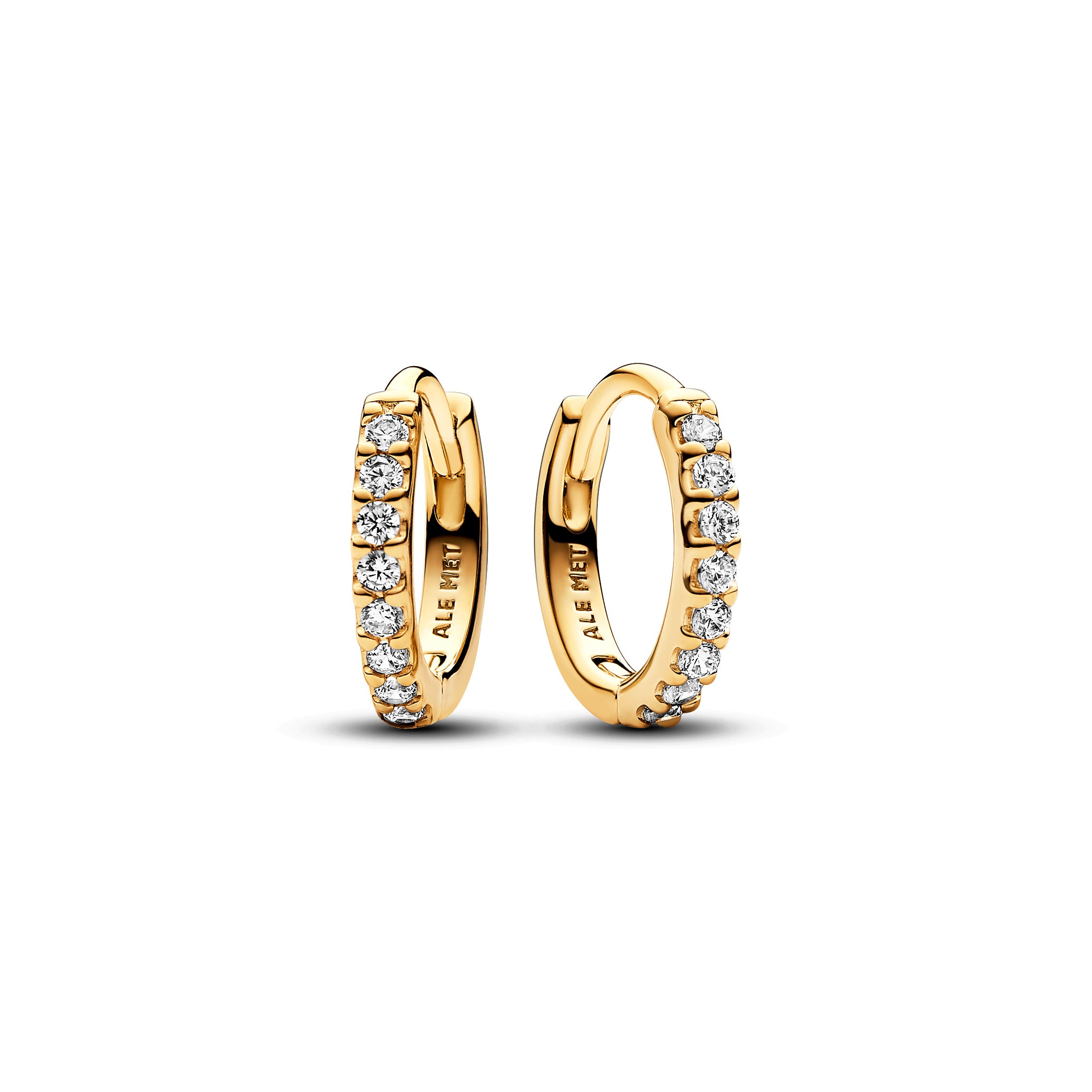 14K Gold-Plated Hoop Earrings With Clear Cubic Zirconia