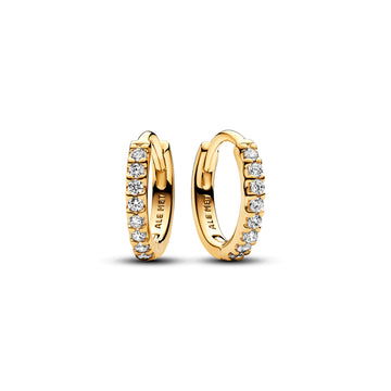 14K Gold-Plated Hoop Earrings With Clear Cubic Zirconia