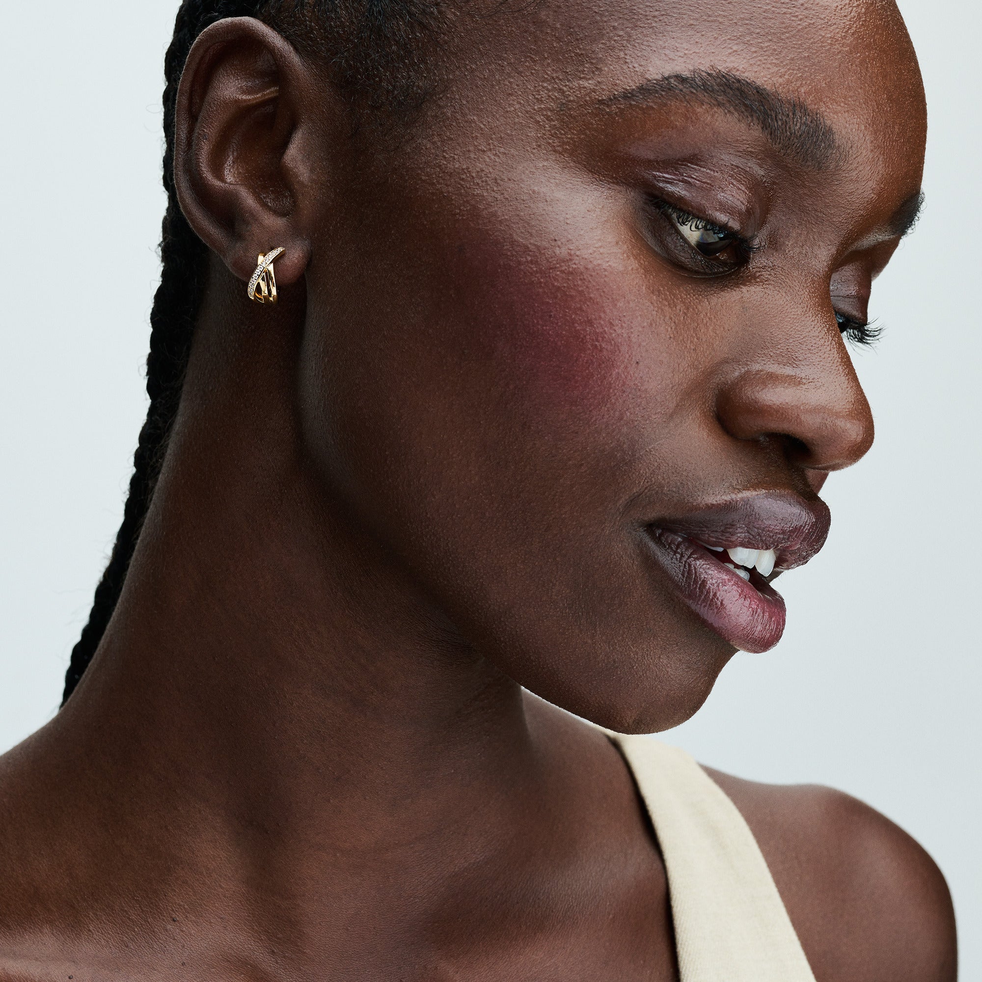 14K Gold-Plated Hoop Earrings With Clear Cubic Zirconia