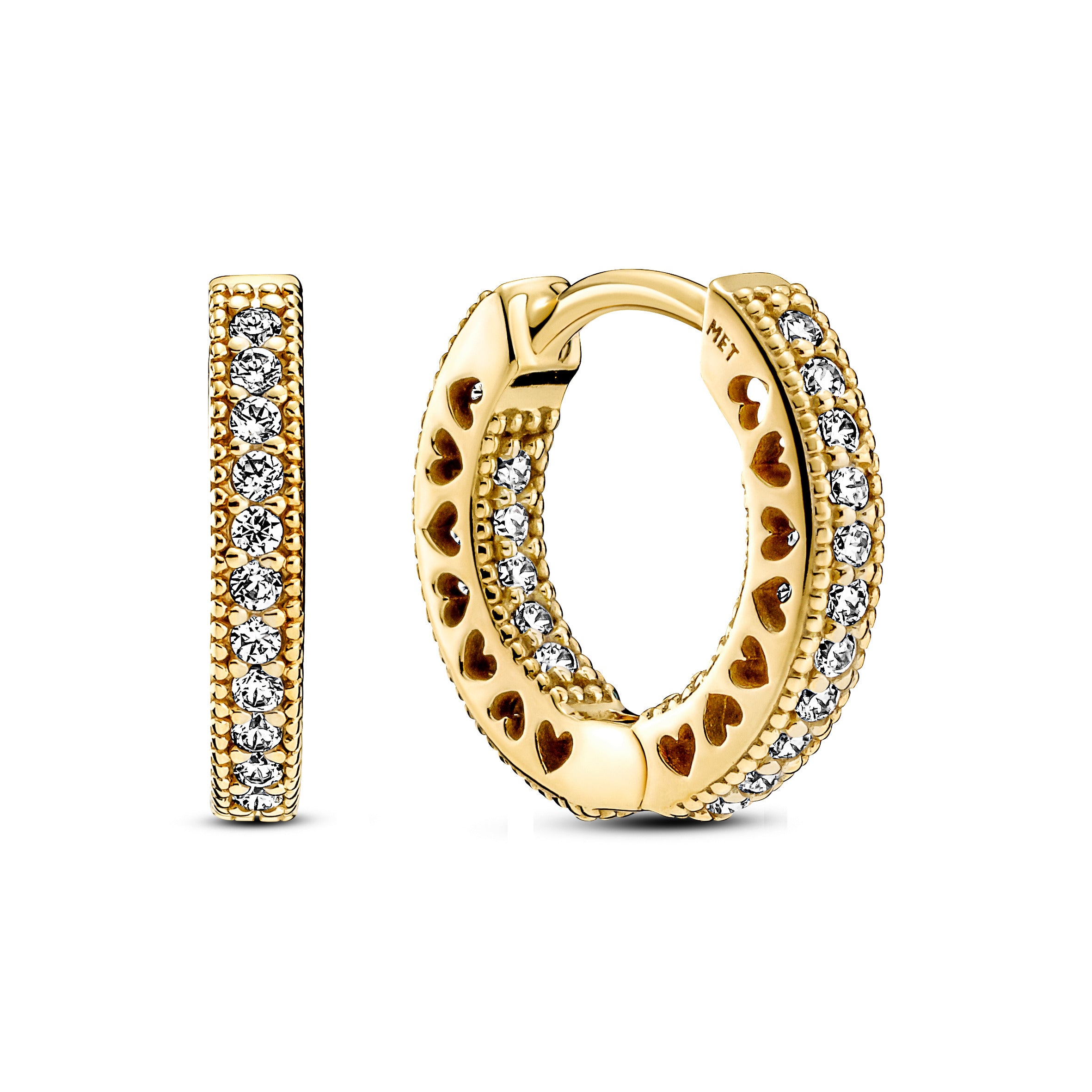 14K Gold-Plated Hoop Earrings With Clear Cubic Zirconia