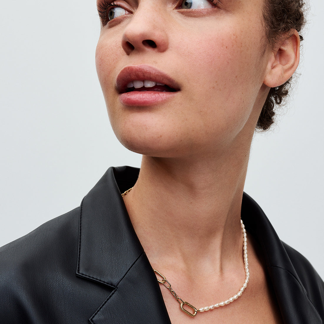 14K Gold-Plated Link And Freshwater Cultured Pearl Necklace