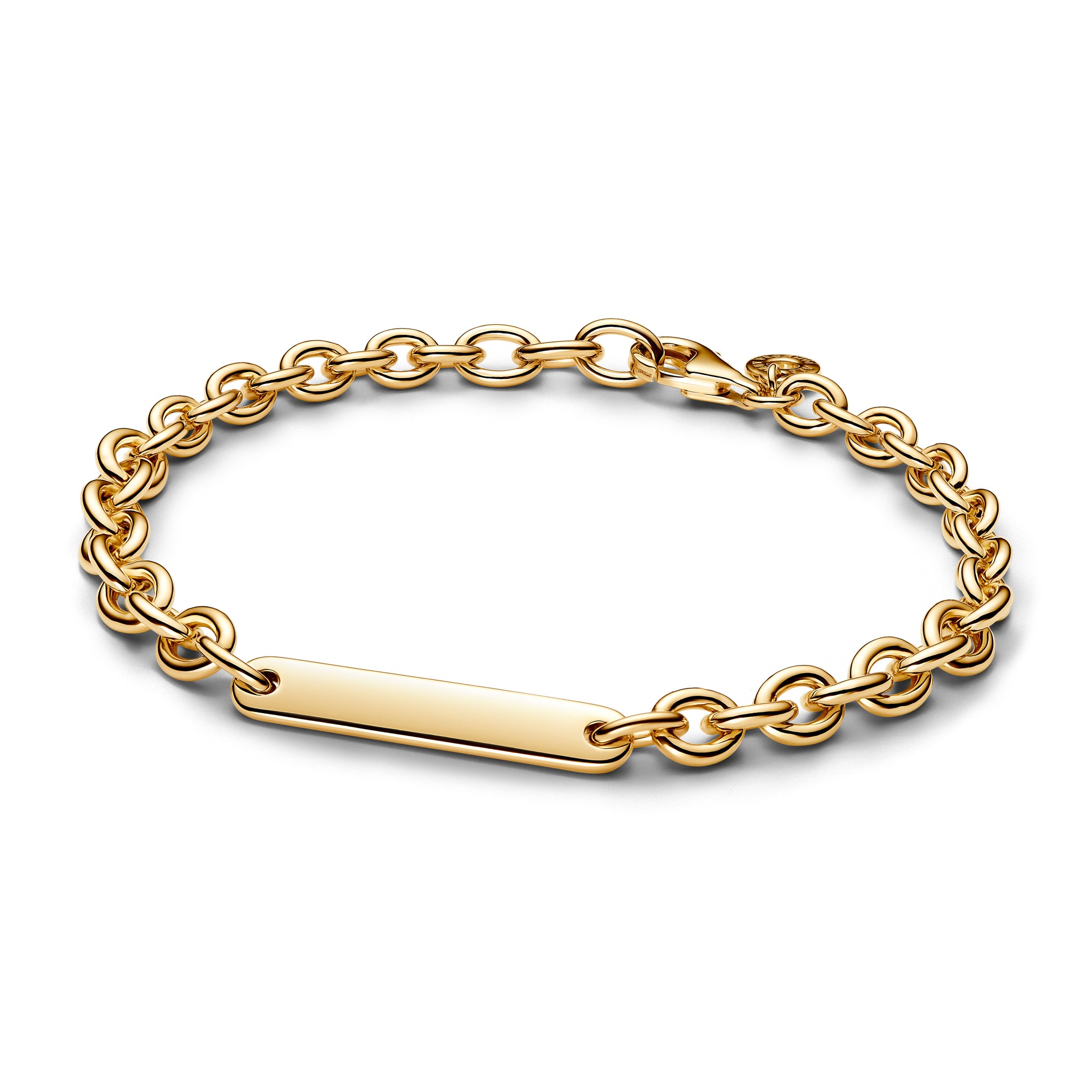 14K Gold-Plated Link Bracelet With Engravable Bar