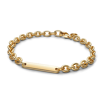 14K Gold-Plated Link Bracelet With Engravable Bar