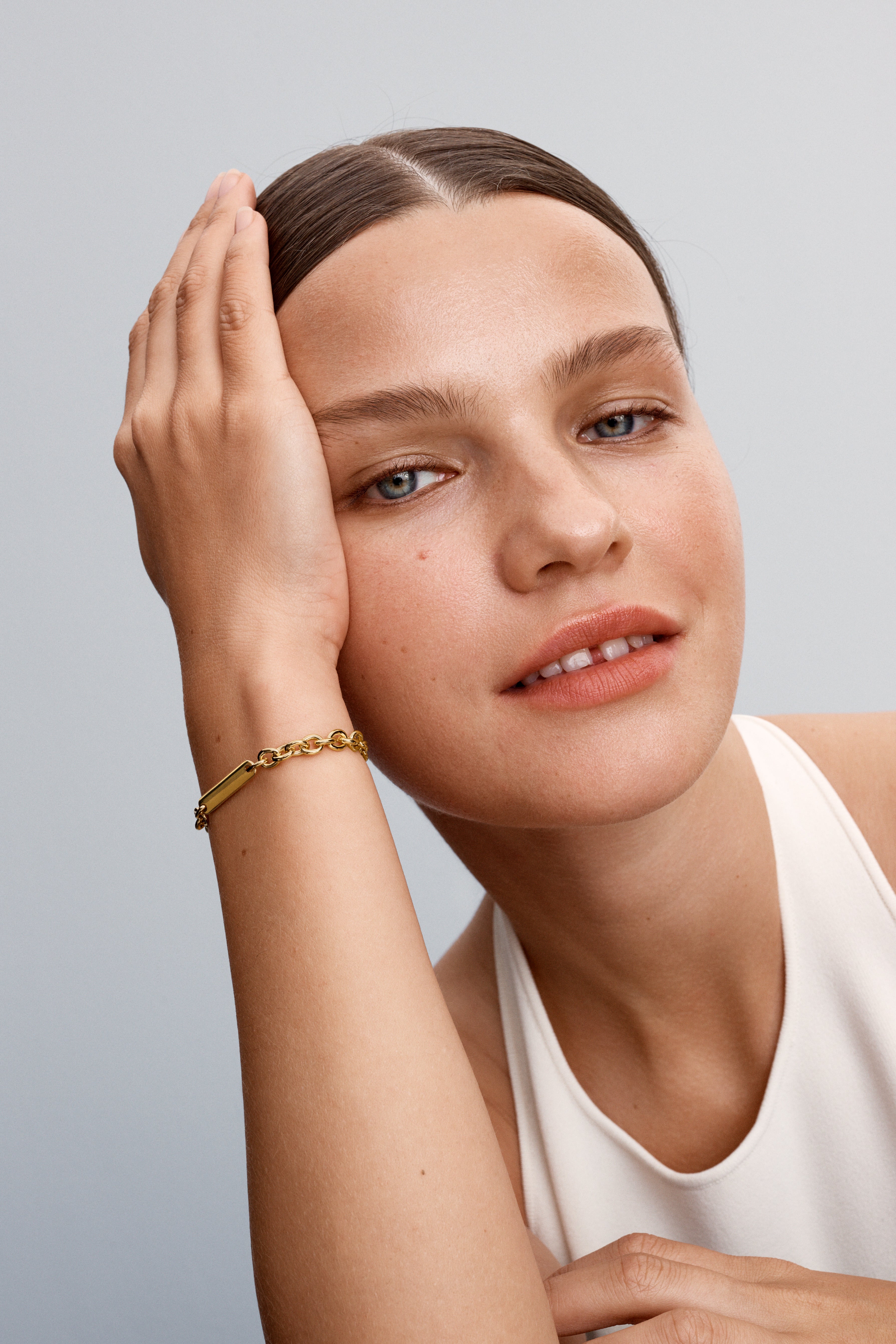 14K Gold-Plated Link Bracelet With Engravable Bar