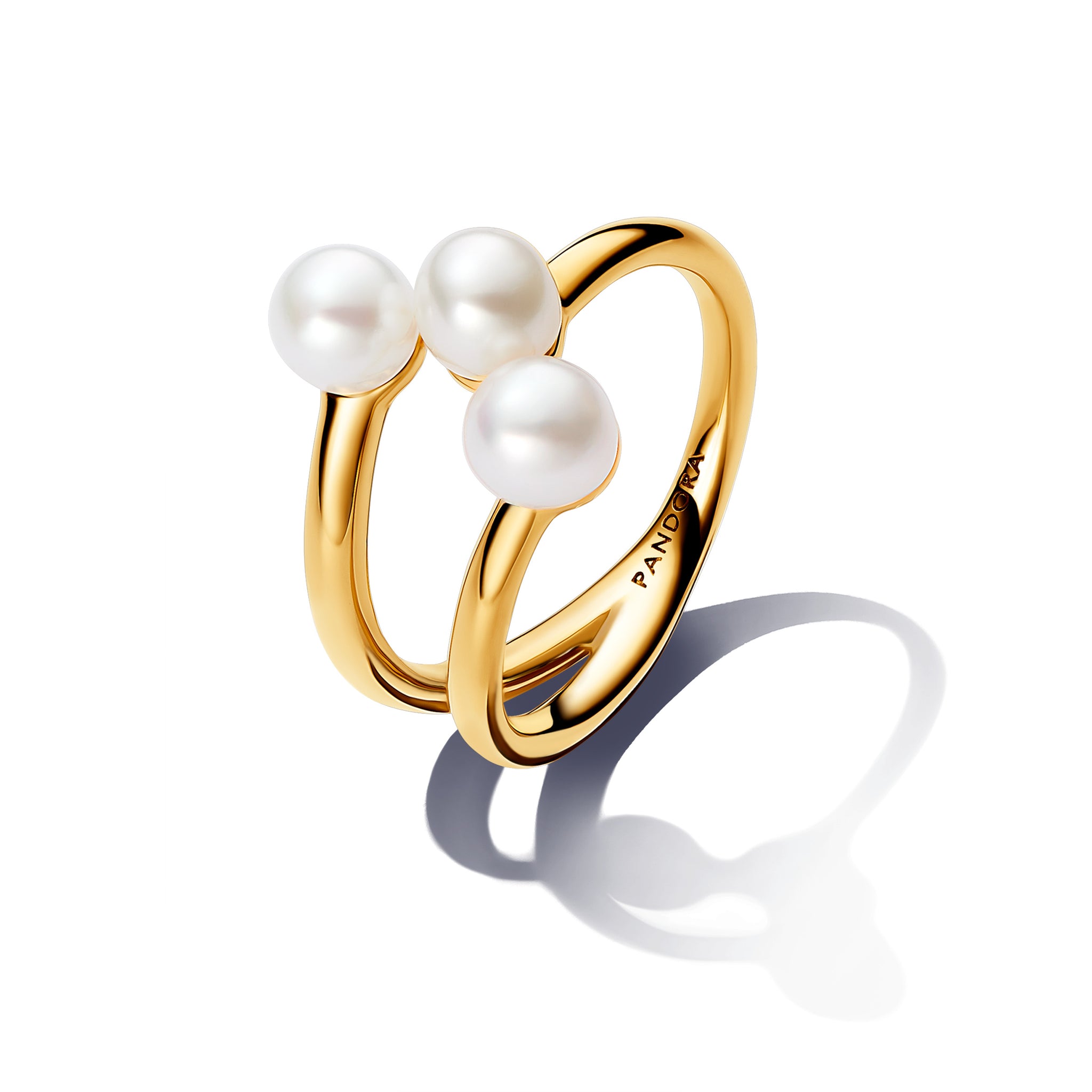 14K Gold-Plated Open Ring With White Treated Freshwater Cultured Pearl