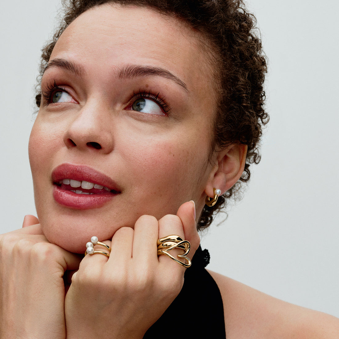 14K Gold-Plated Open Ring With White Treated Freshwater Cultured Pearl