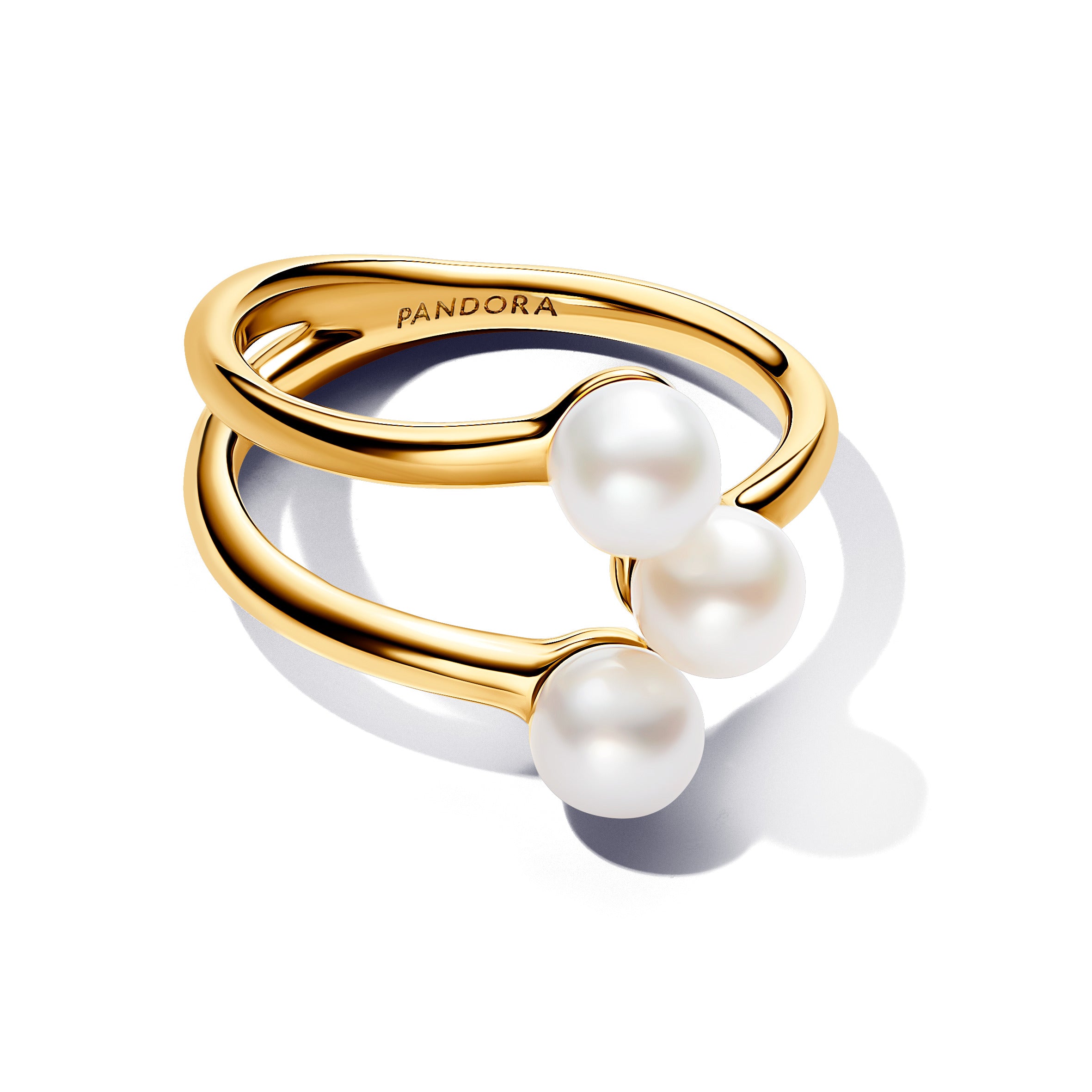 14K Gold-Plated Open Ring With White Treated Freshwater Cultured Pearl