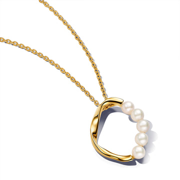 14K Gold-Plated Pendant Necklace With White Treated Freshwater Cultured Pearl