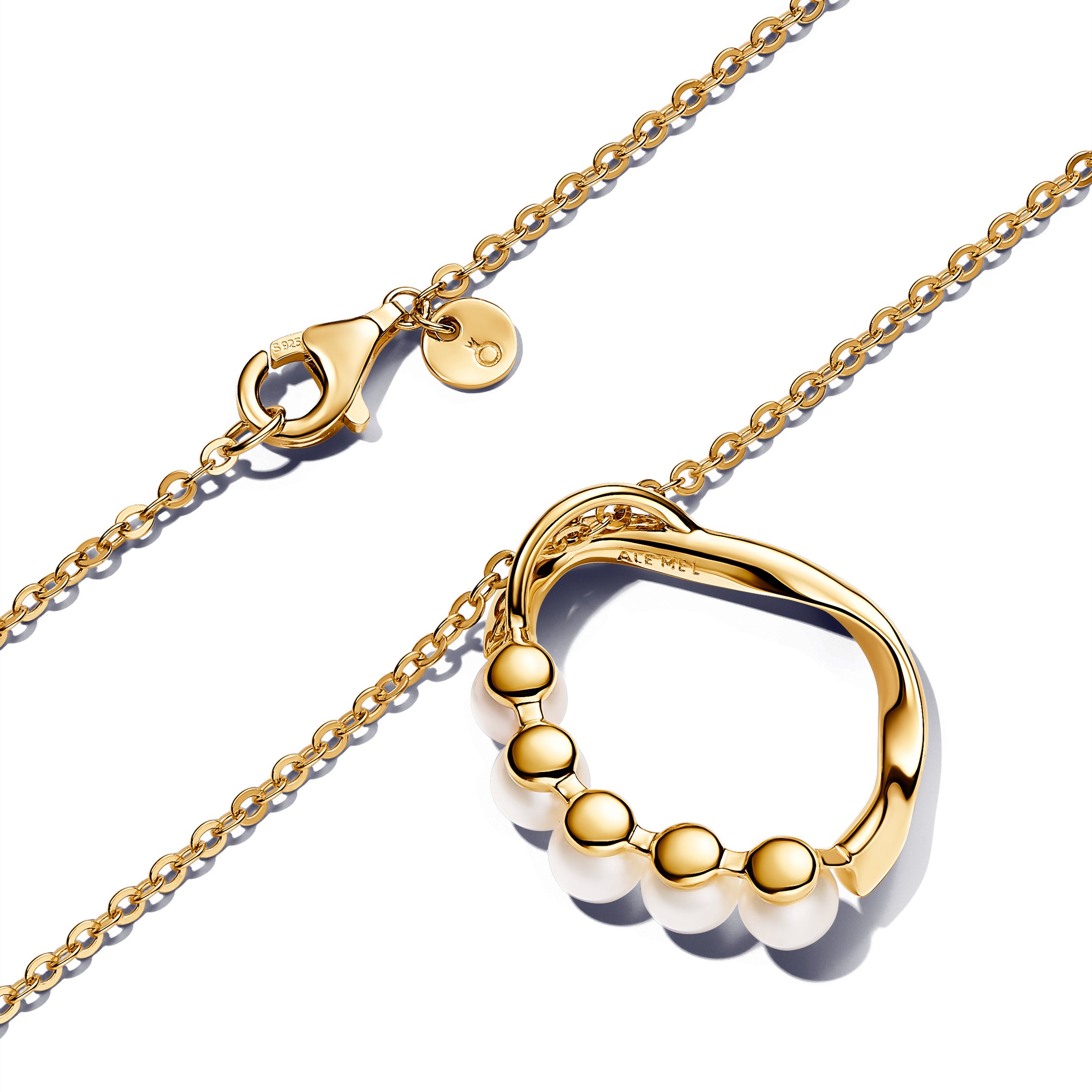 14K Gold-Plated Pendant Necklace With White Treated Freshwater Cultured Pearl