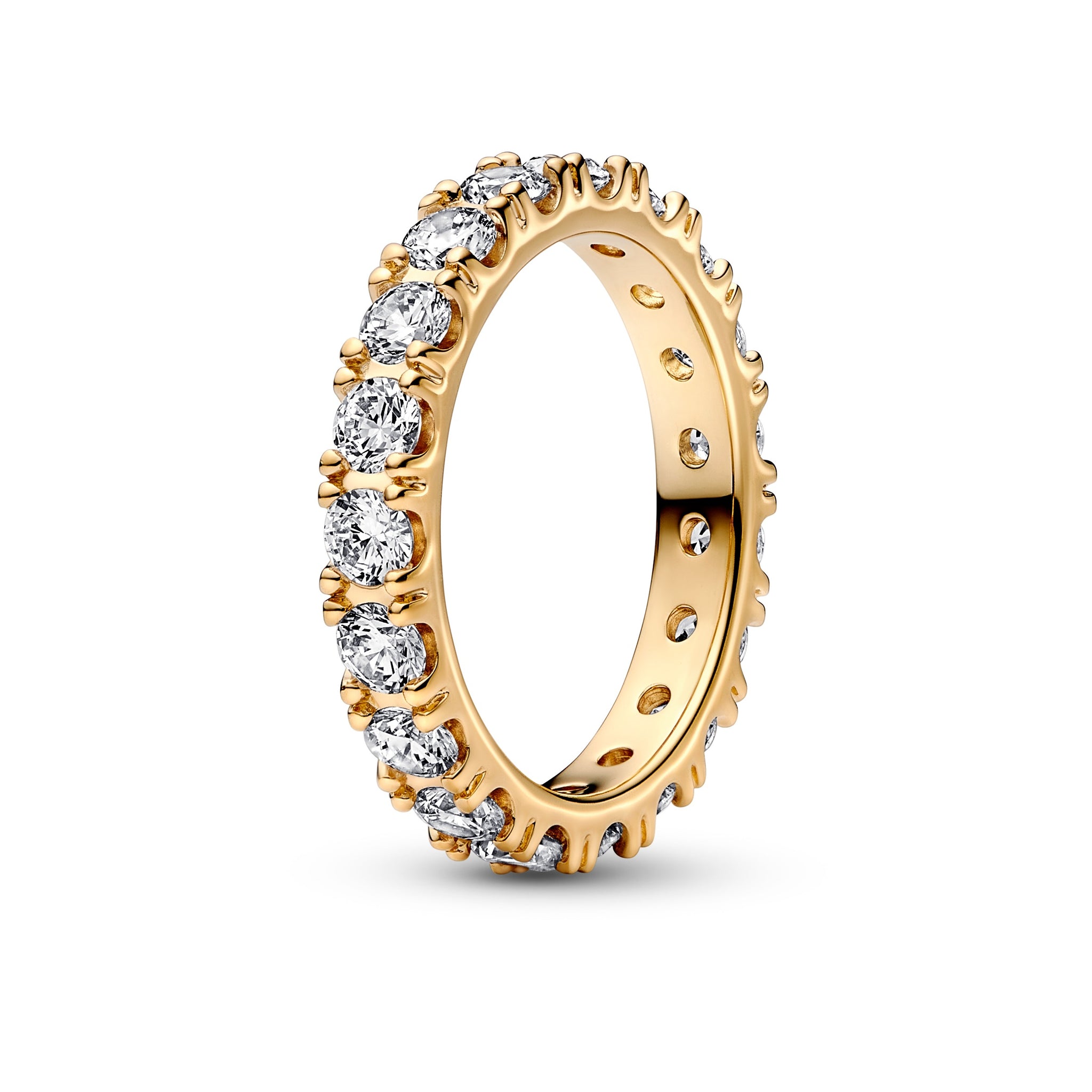 14K Gold-Plated Ring With Clear Cubic Zirconia