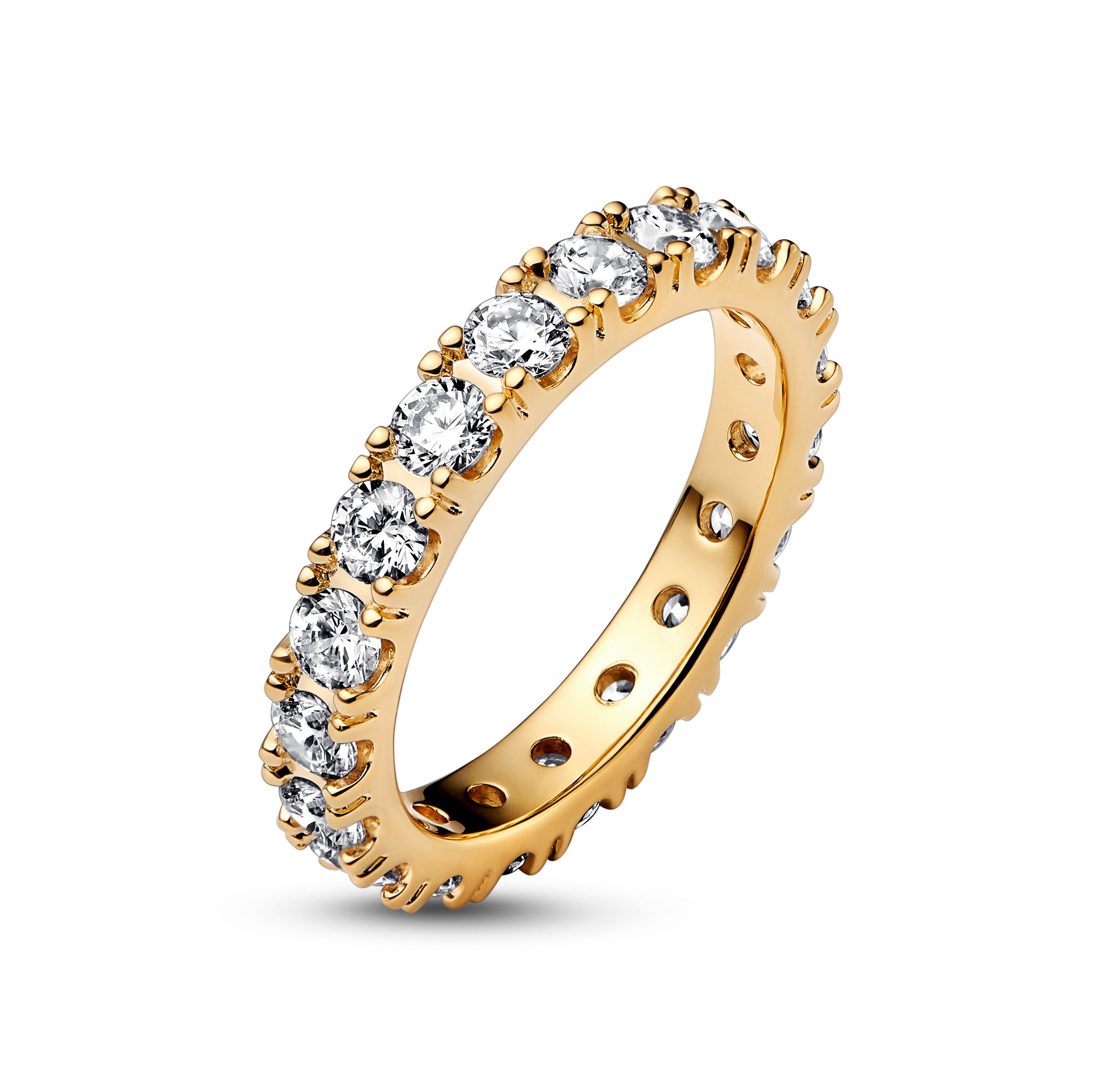 14K Gold-Plated Ring With Clear Cubic Zirconia