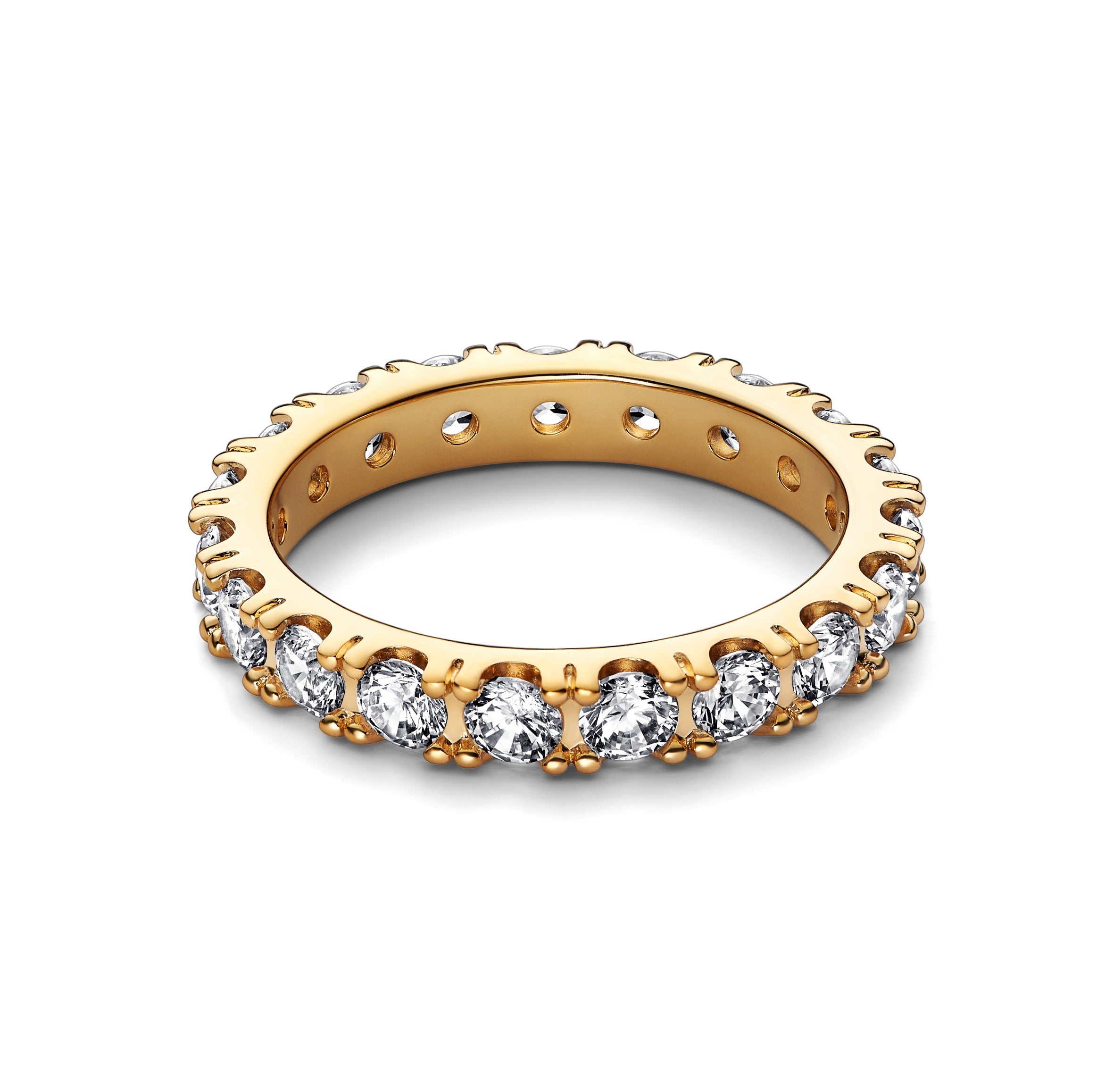 14K Gold-Plated Ring With Clear Cubic Zirconia