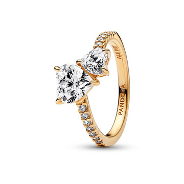 14K Gold-Plated Ring With Clear Cubic Zirconia