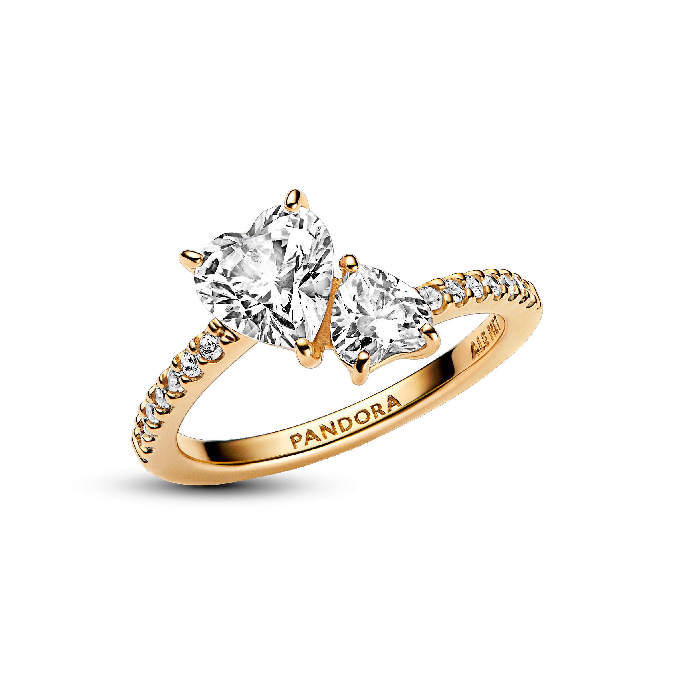 14K Gold-Plated Ring With Clear Cubic Zirconia