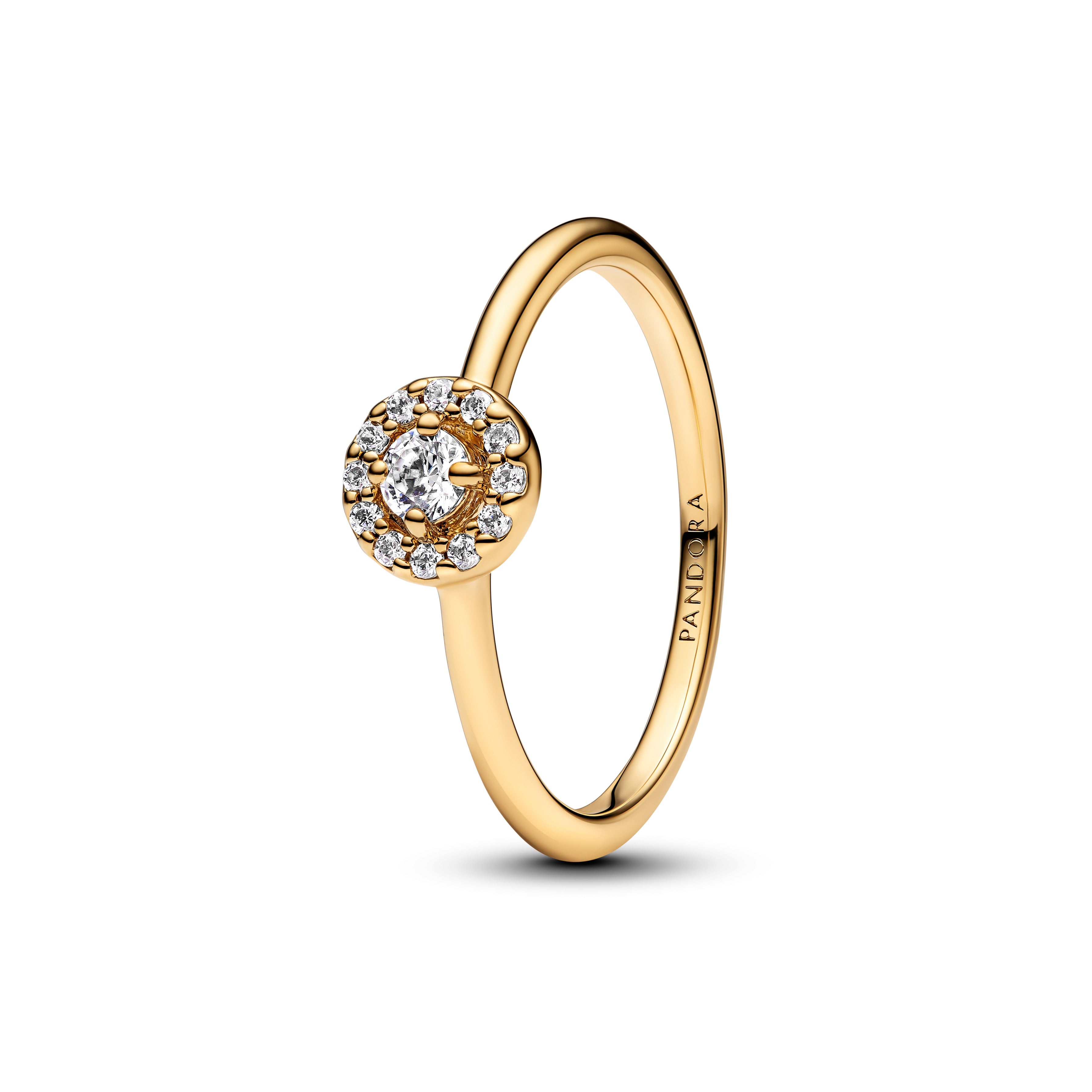 14K Gold-Plated Ring With Clear Cubic Zirconia