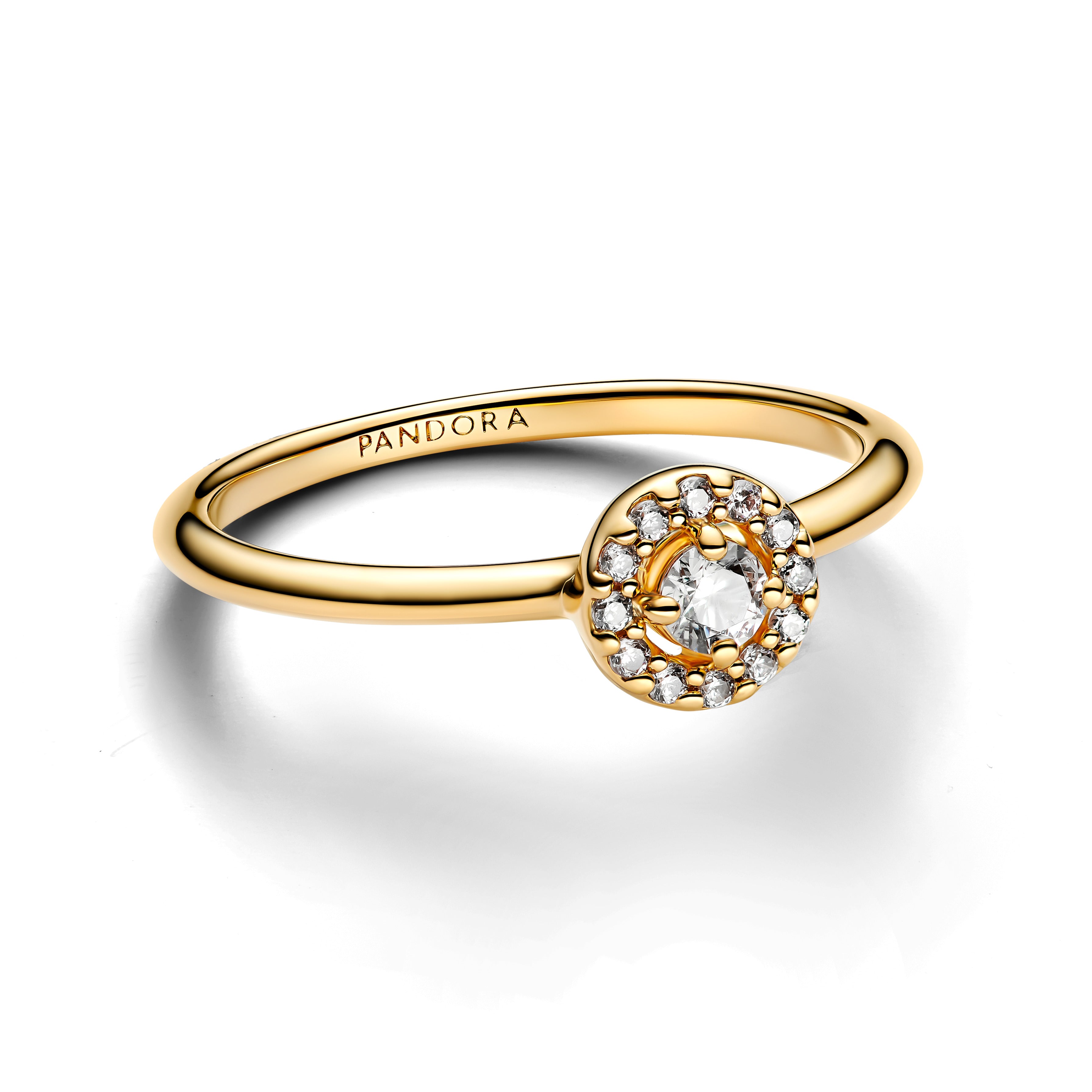 14K Gold-Plated Ring With Clear Cubic Zirconia