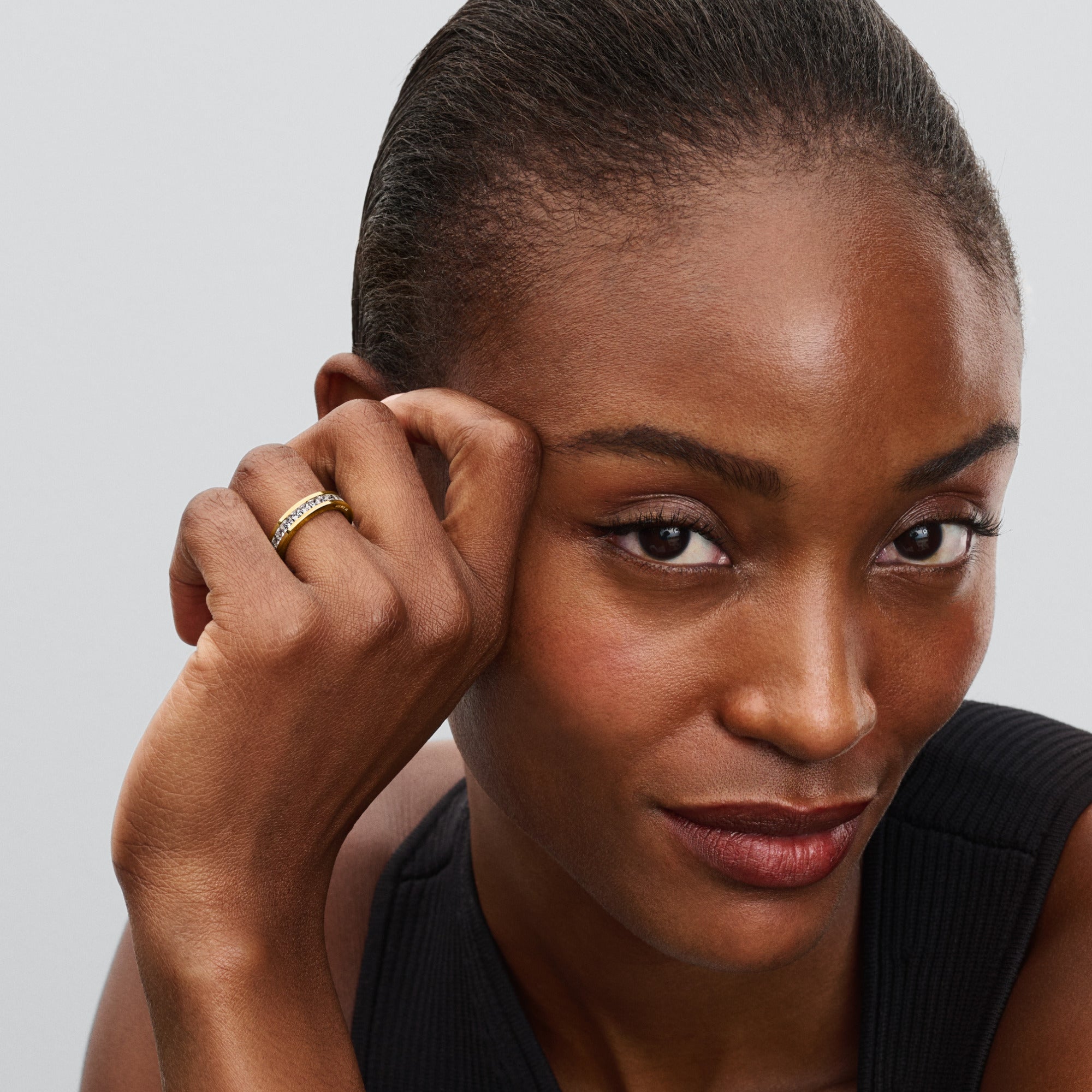 14K Gold-Plated Ring With Clear Cubic Zirconia