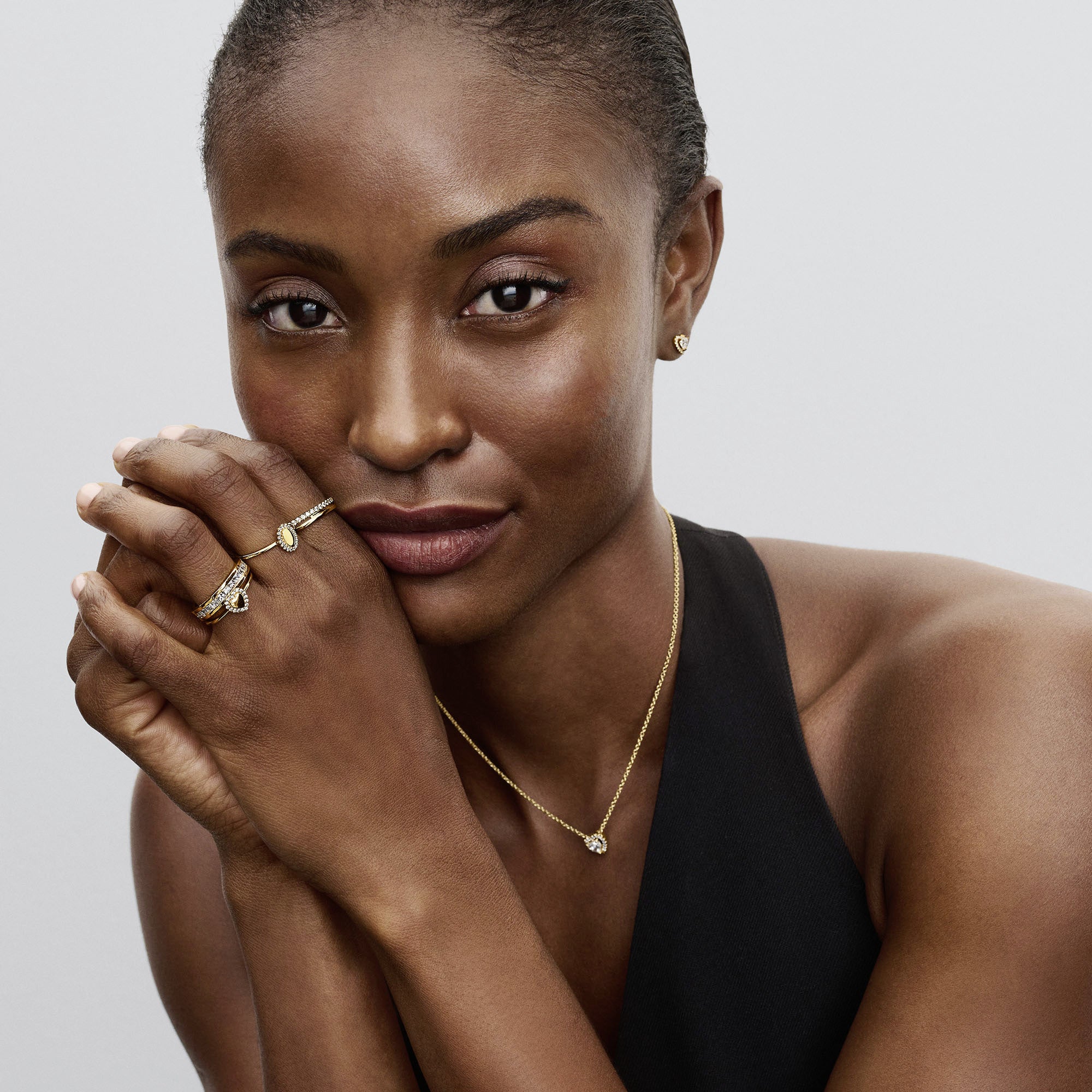 14K Gold-Plated Ring With Clear Cubic Zirconia