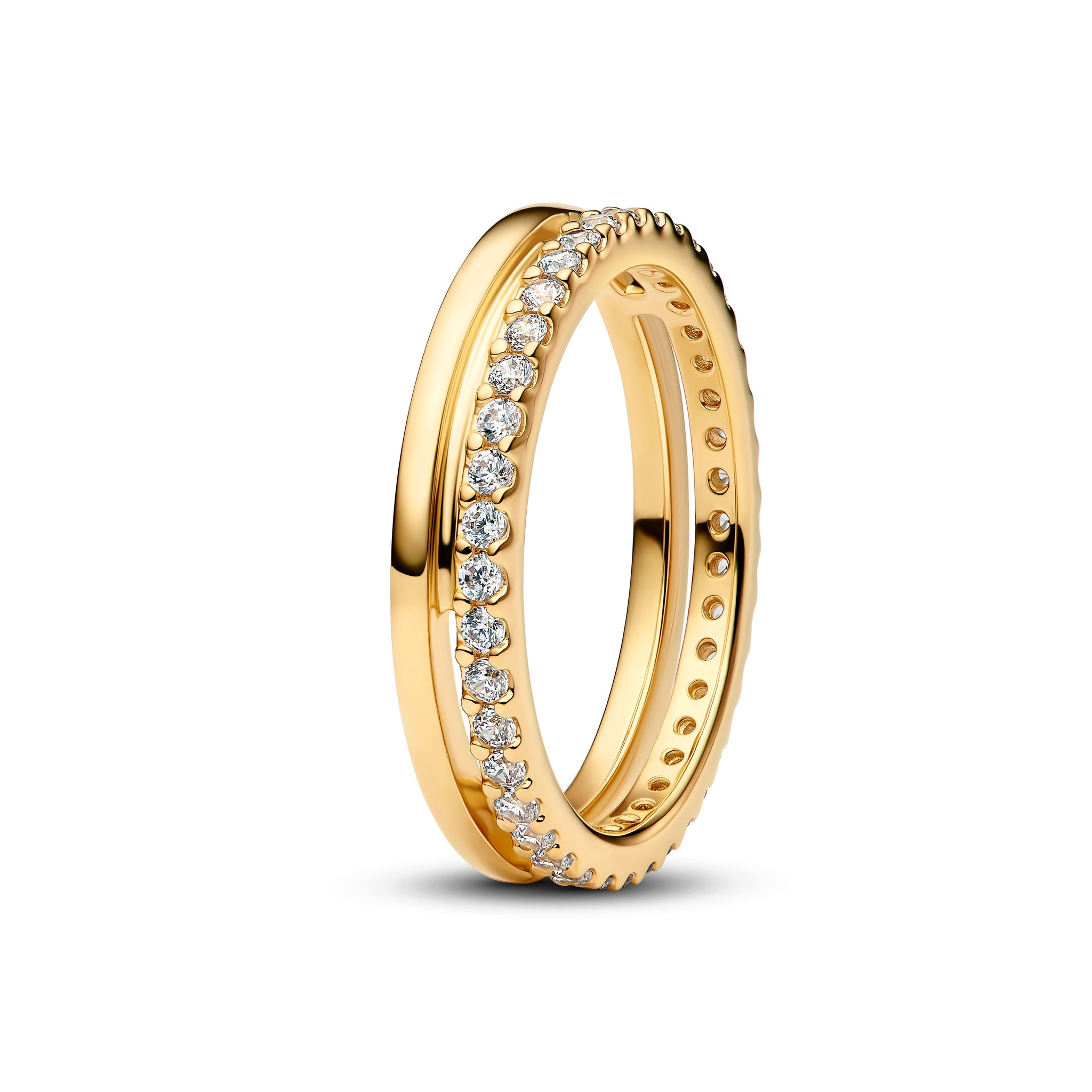 14K Gold-Plated Ring With Clear Cubic Zirconia