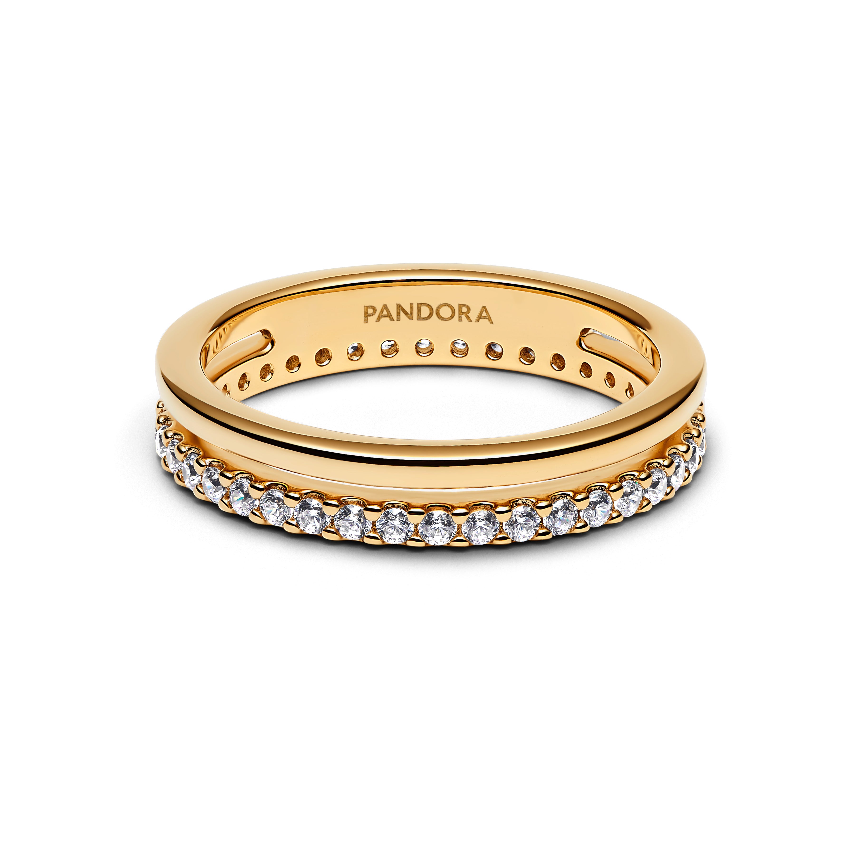 14K Gold-Plated Ring With Clear Cubic Zirconia