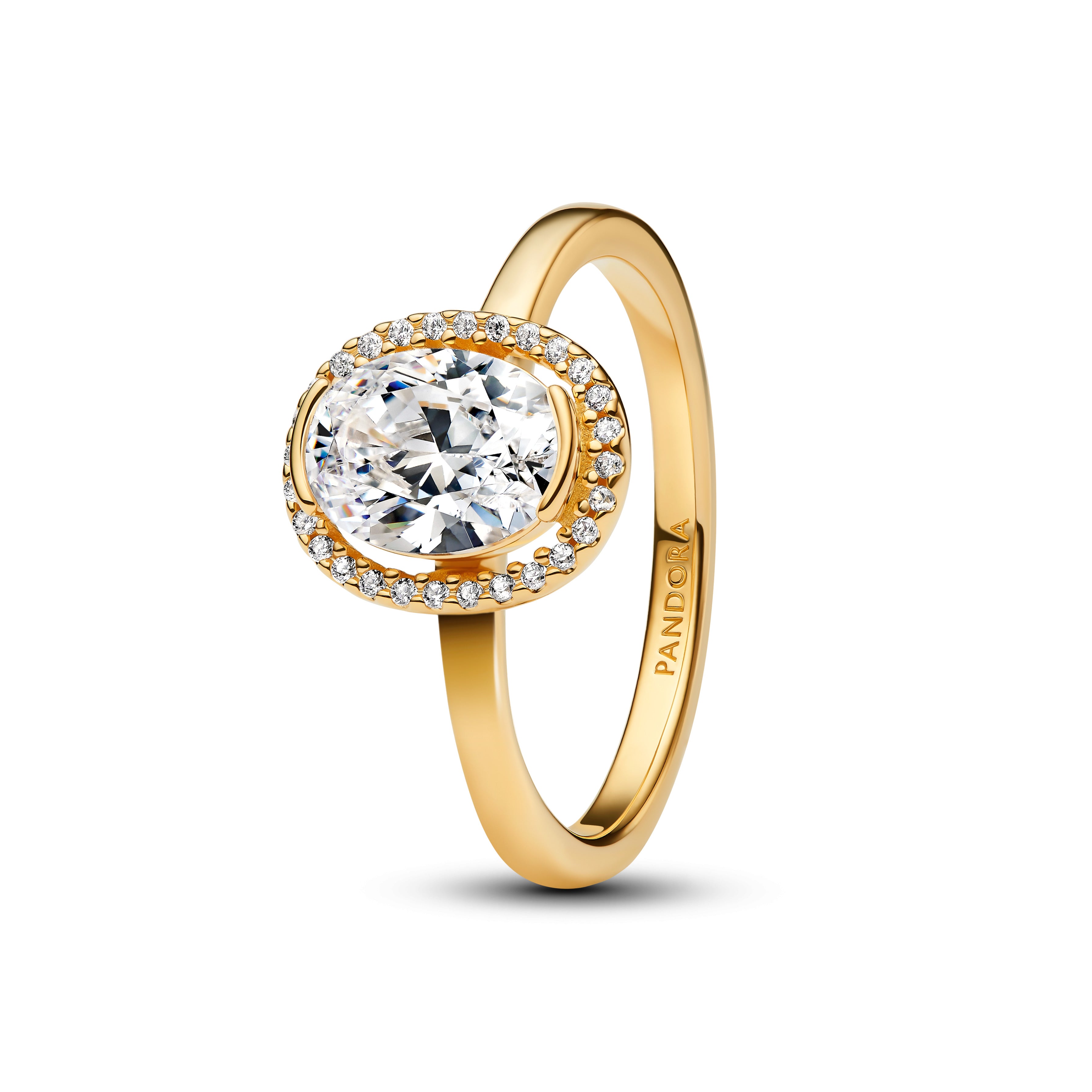 14K Gold-Plated Ring With Clear Cubic Zirconia