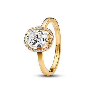 14K Gold-Plated Ring With Clear Cubic Zirconia