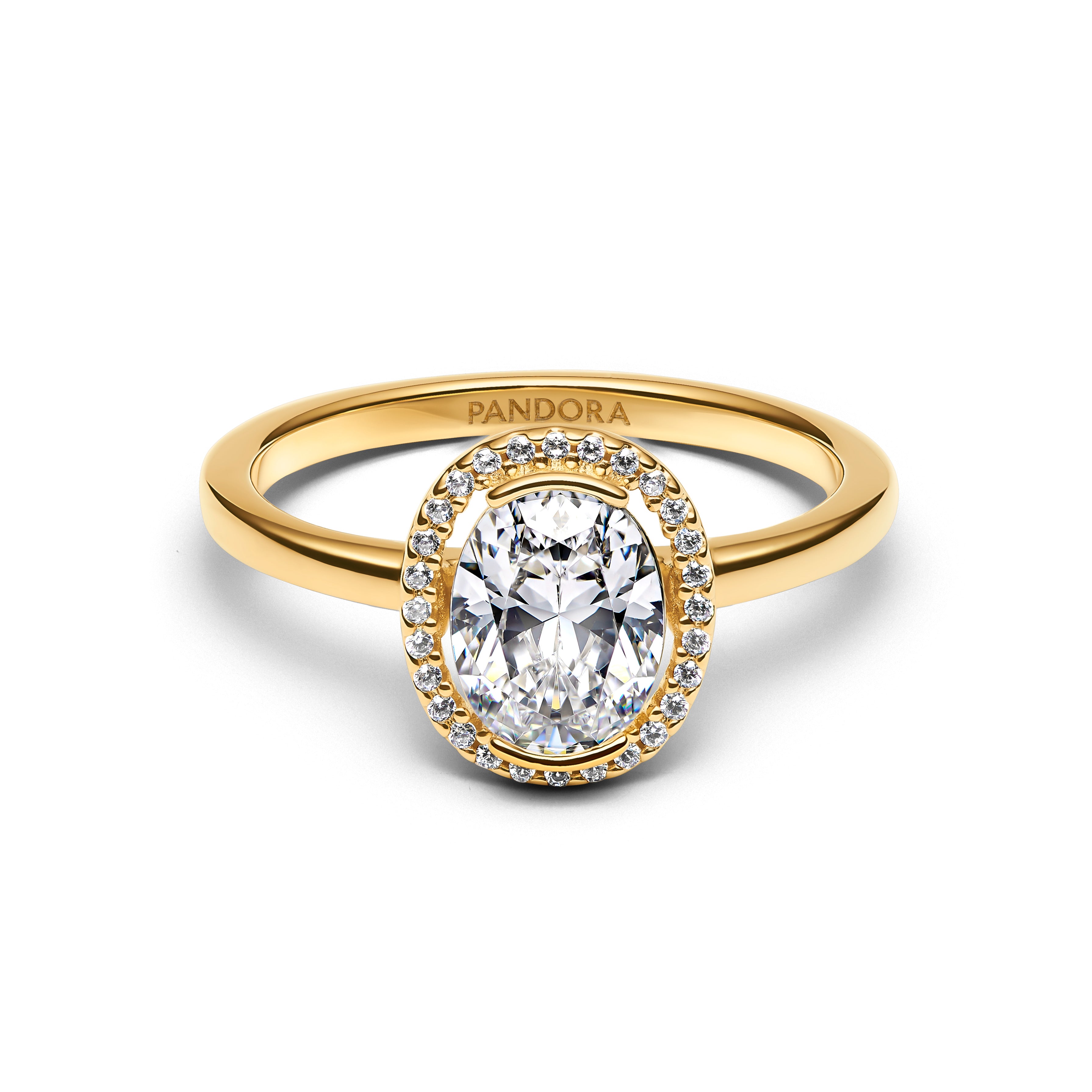 14K Gold-Plated Ring With Clear Cubic Zirconia