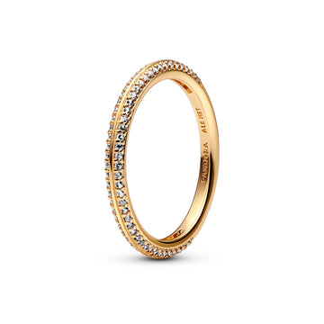 14K Gold-Plated Ring With Clear Cubic Zirconia
